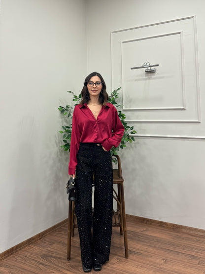 Premium Ön Arka Taşlı Siyah Jean