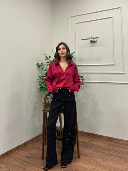 Premium Ön Arka Taşlı Siyah Jean