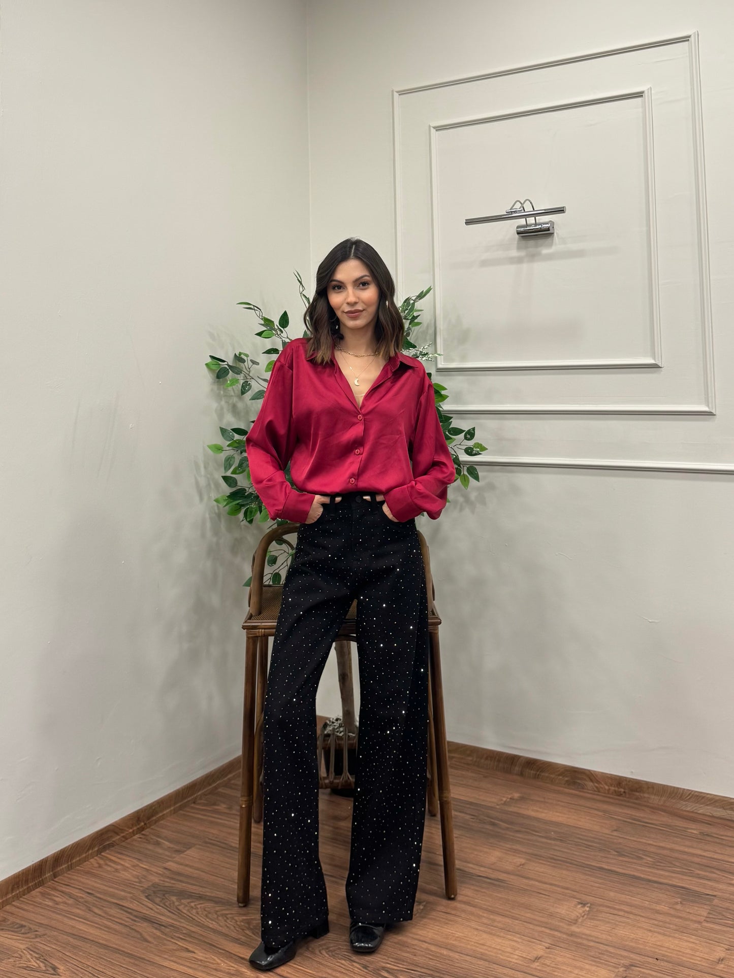 Premium Ön Arka Taşlı Siyah Jean
