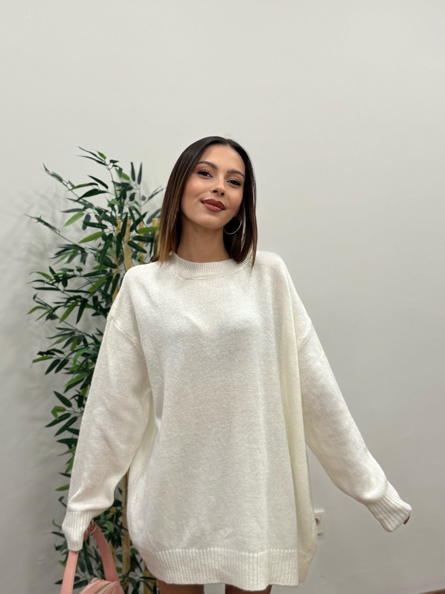 Massi Oversize Beyaz Kazak