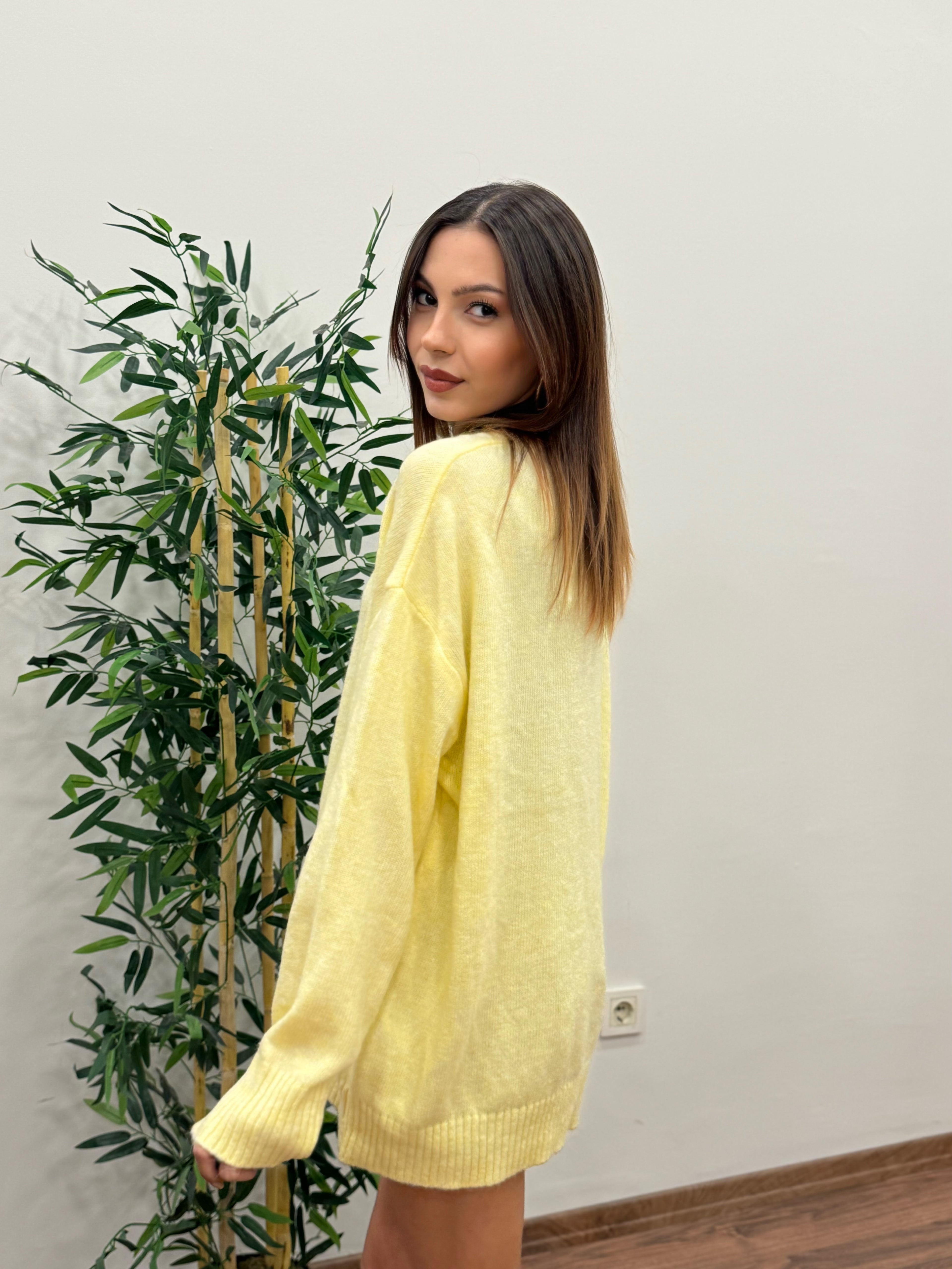 Massi Oversize Limon Sarı Kazak
