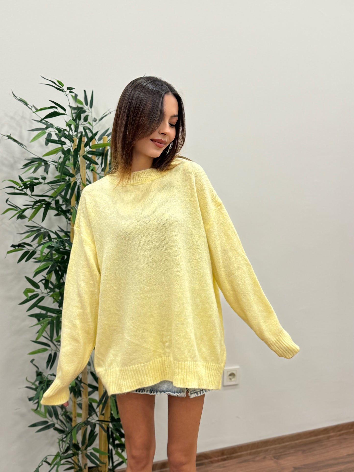 Massi Oversize Limon Sarı Kazak