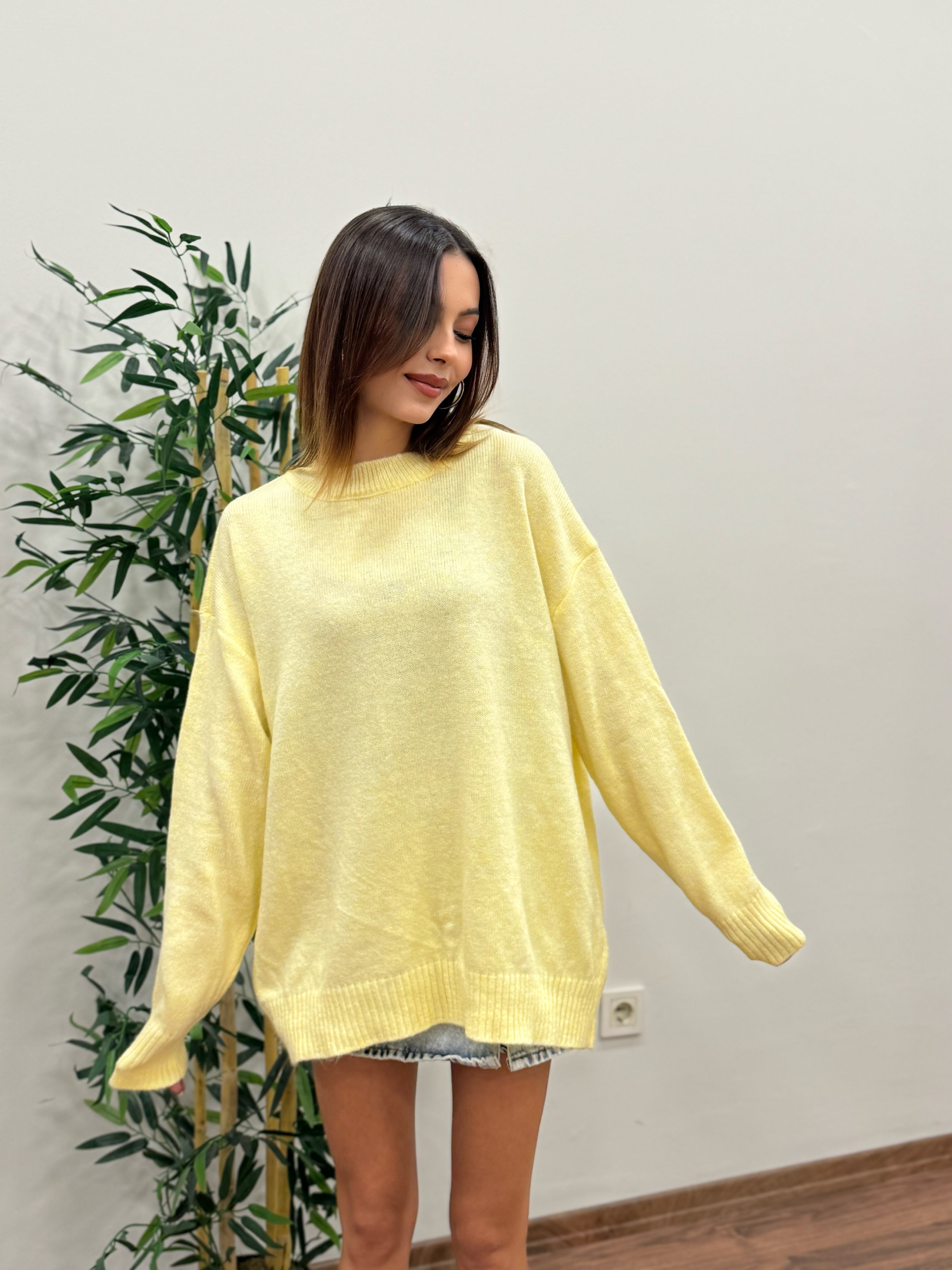 Massi Oversize Limon Sarı Kazak