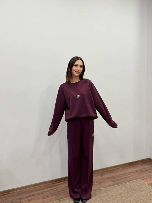 Allura Bluz Pantolon Bordo Takım