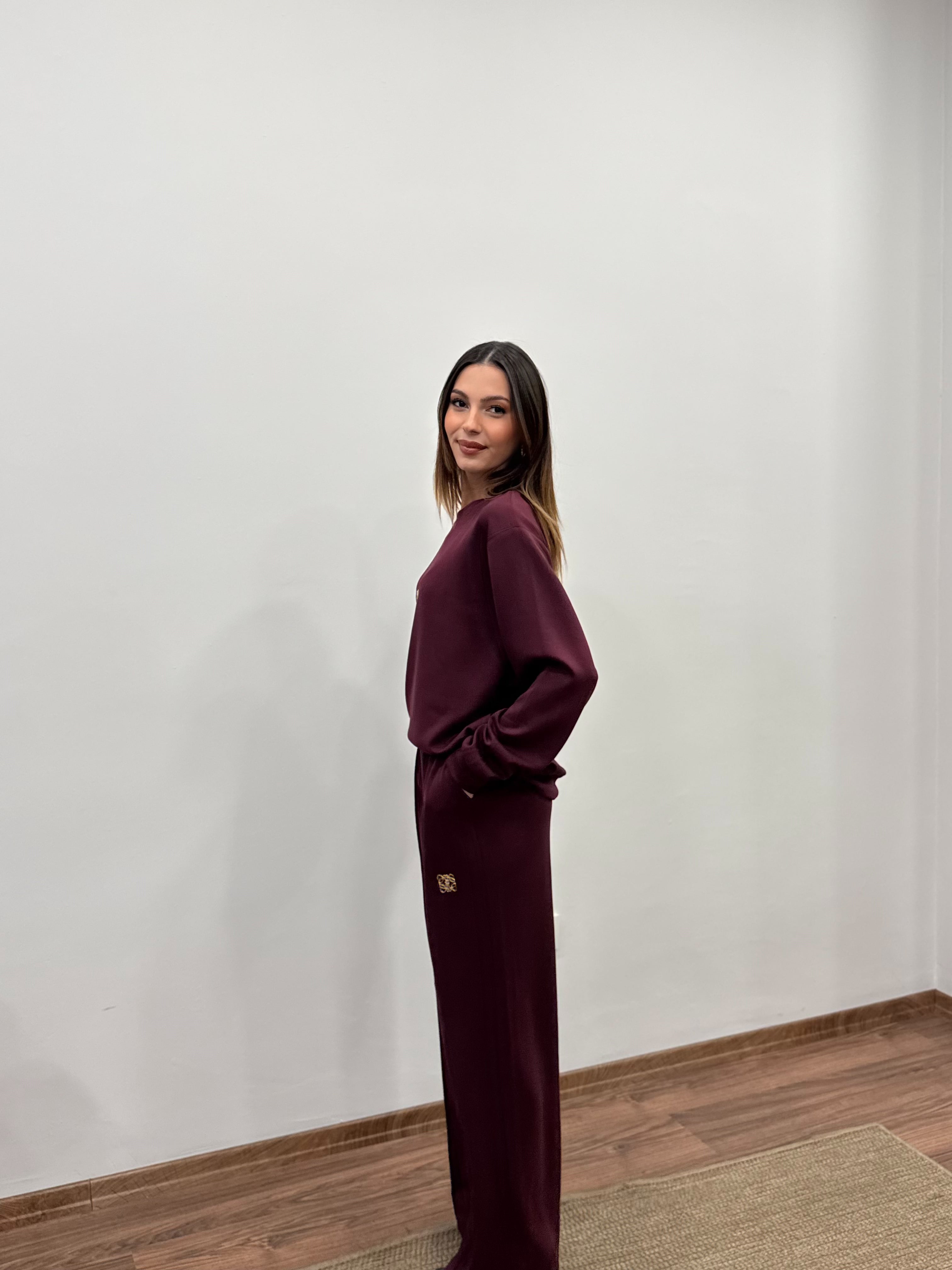 Allura Bluz Pantolon Bordo Takım