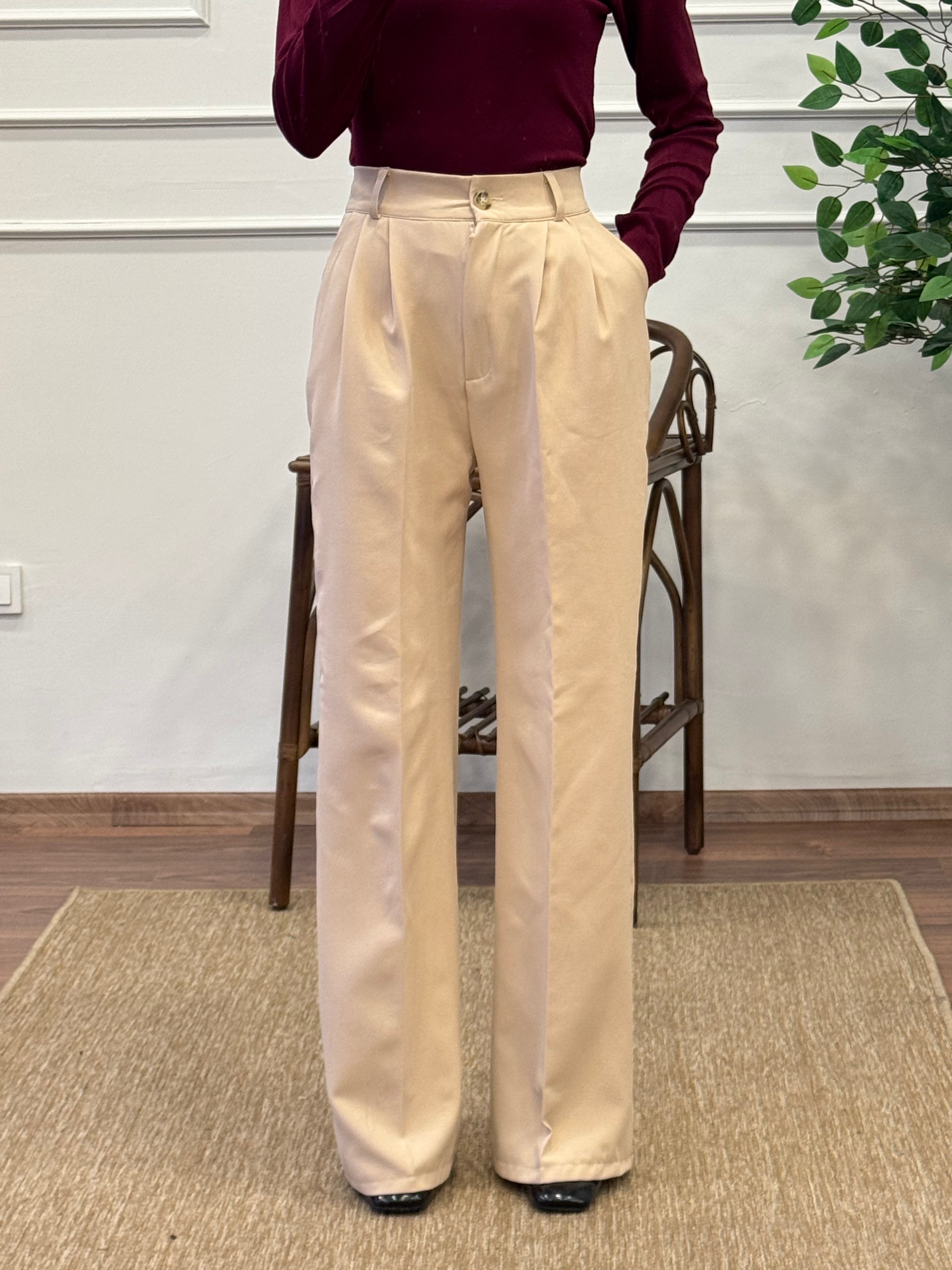 Krem Premium Palazzo Pantolon