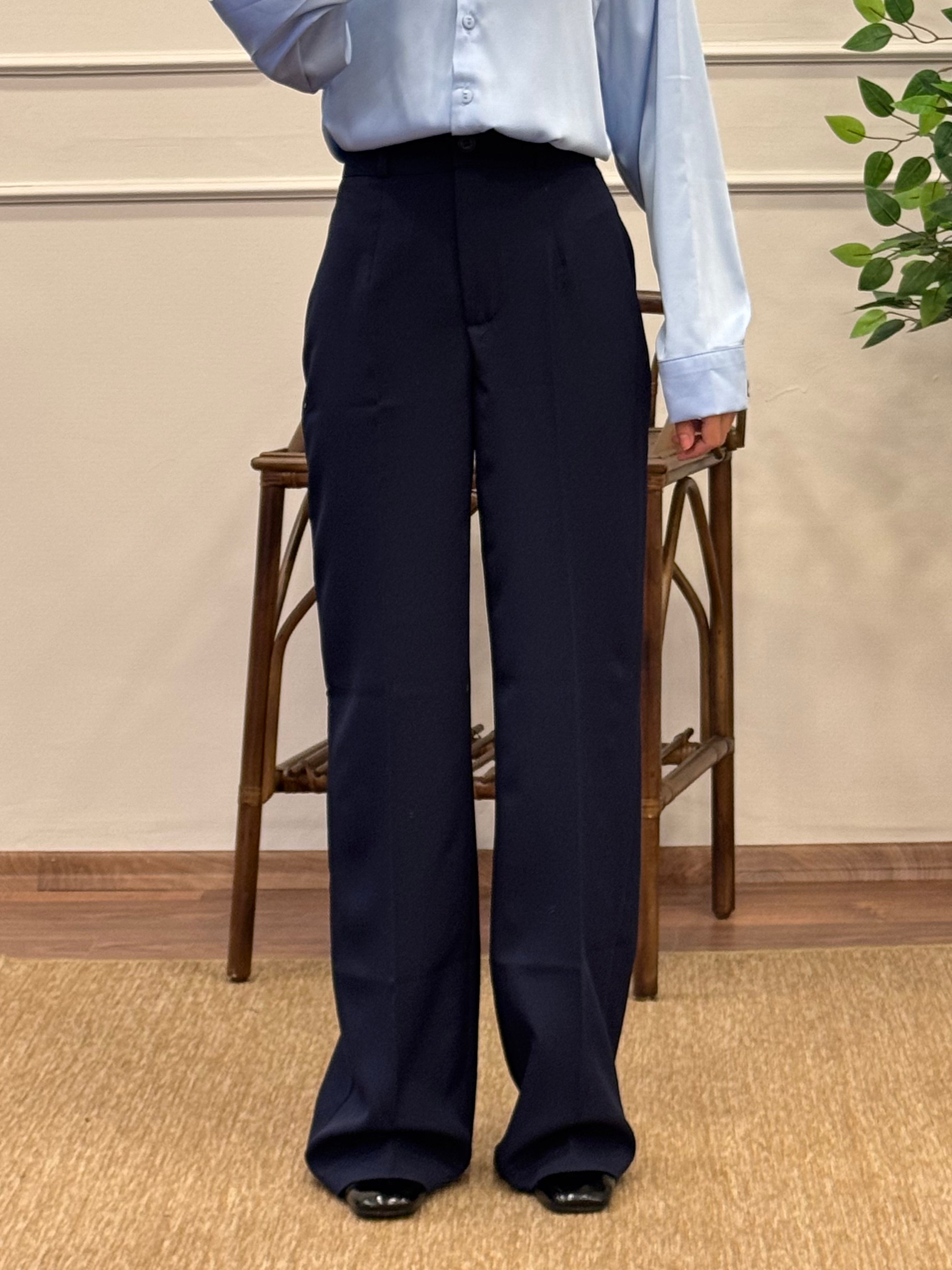 Lacivert Premium Palazzo Pantolon