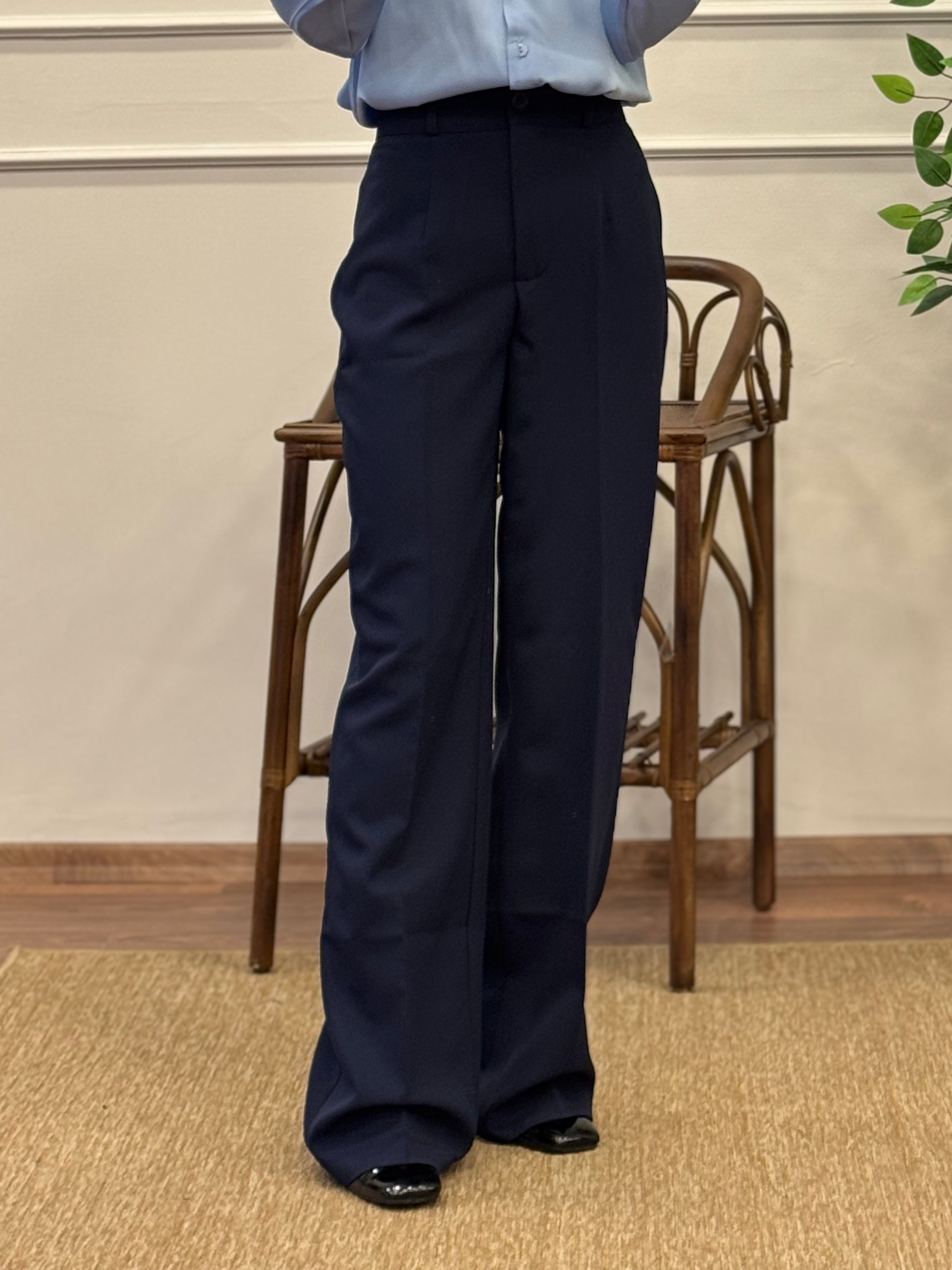 Lacivert Premium Palazzo Pantolon