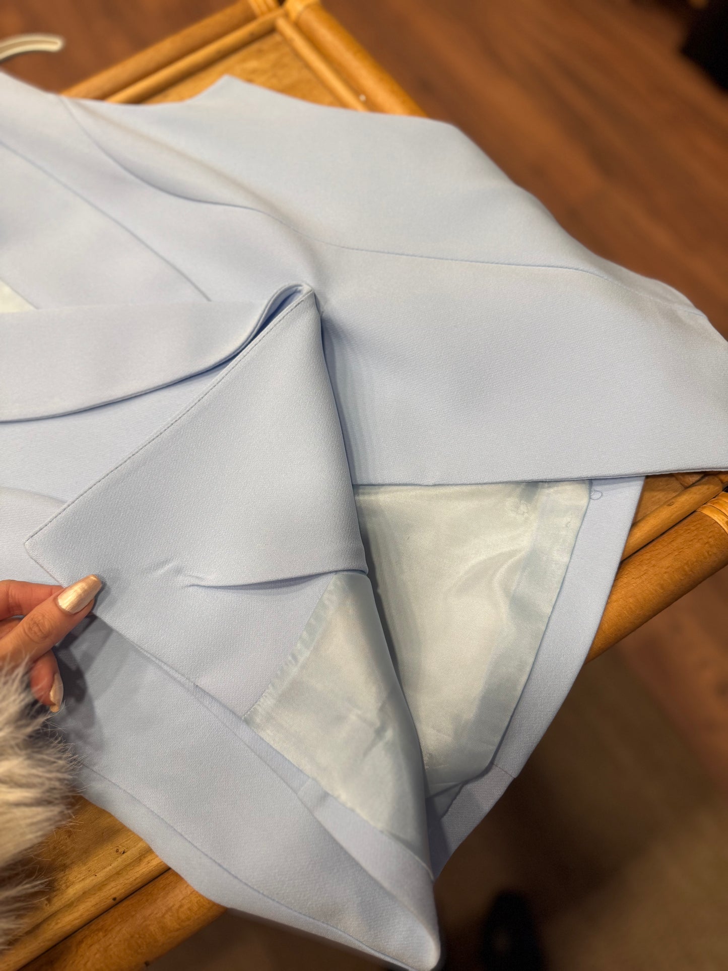 Layla Premium Asimetrik Kesim Bebe Mavi Yelek