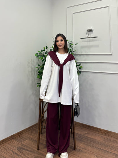 Verona Uzun Kollu Bordo Takım