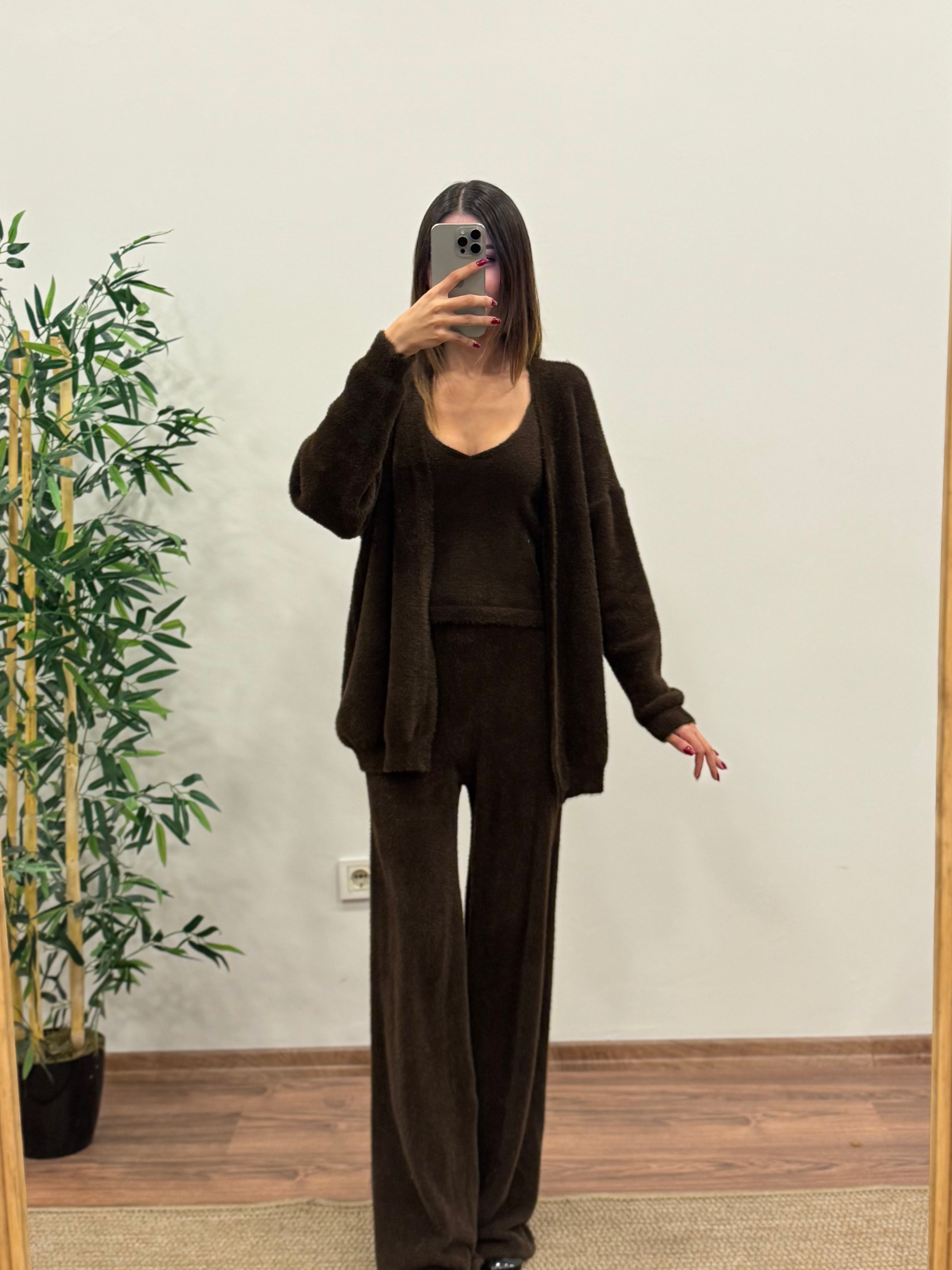 Moon 3lü Kahverengi Takım