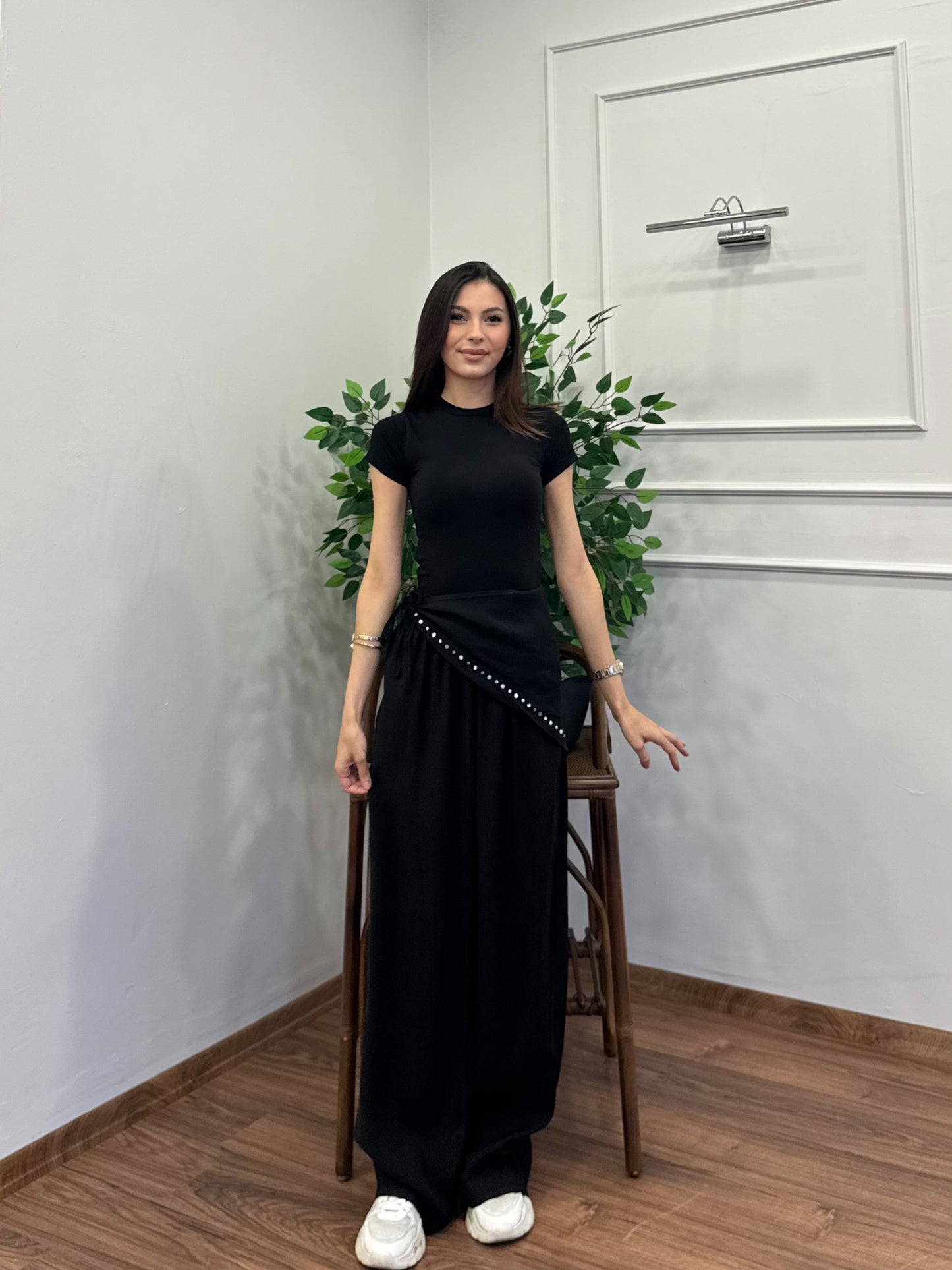Nox Tensel Fular Bağlama Siyah Pantolon