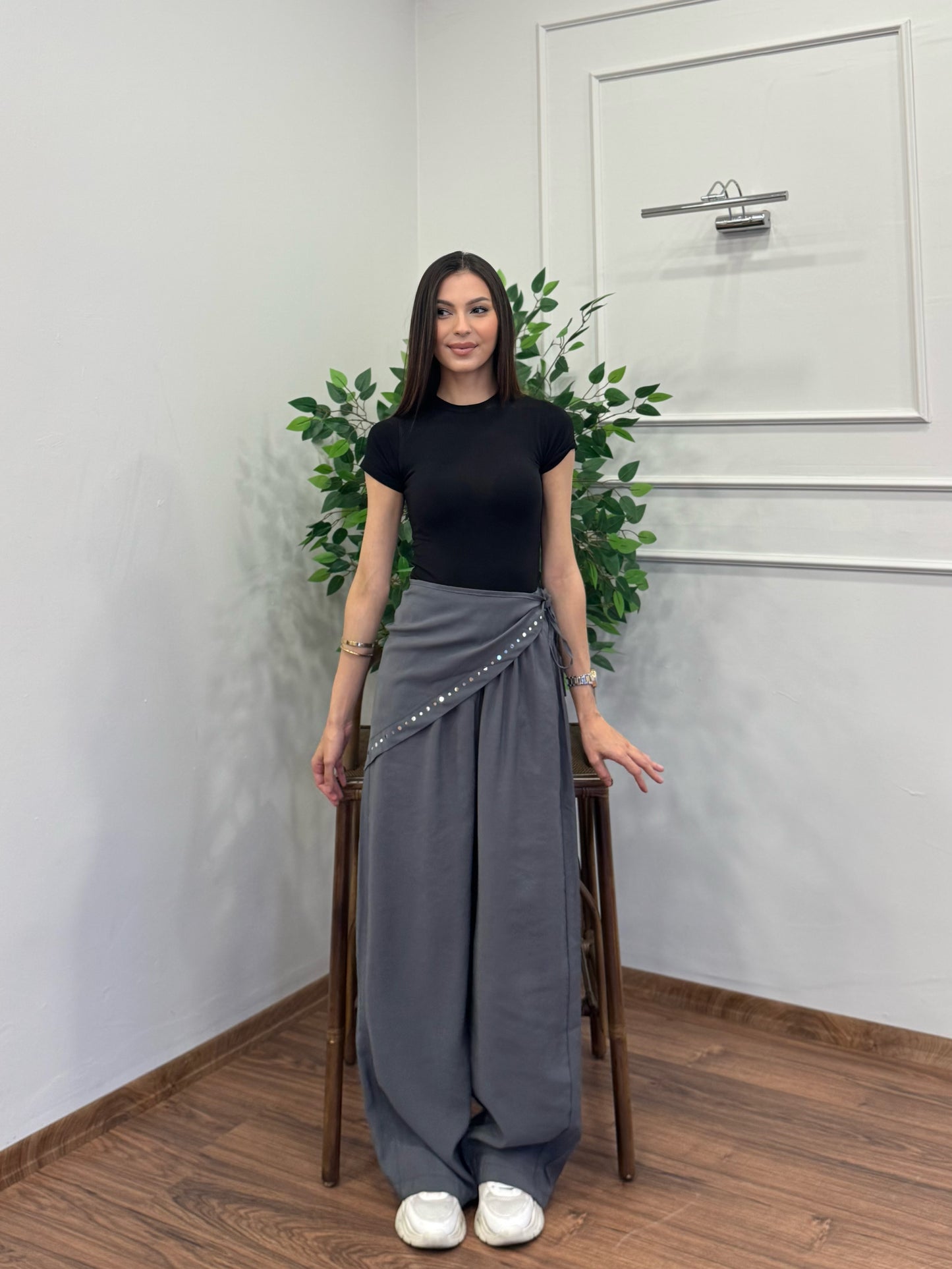 Nox Tensel Fular Bağlama Füme Pantolon