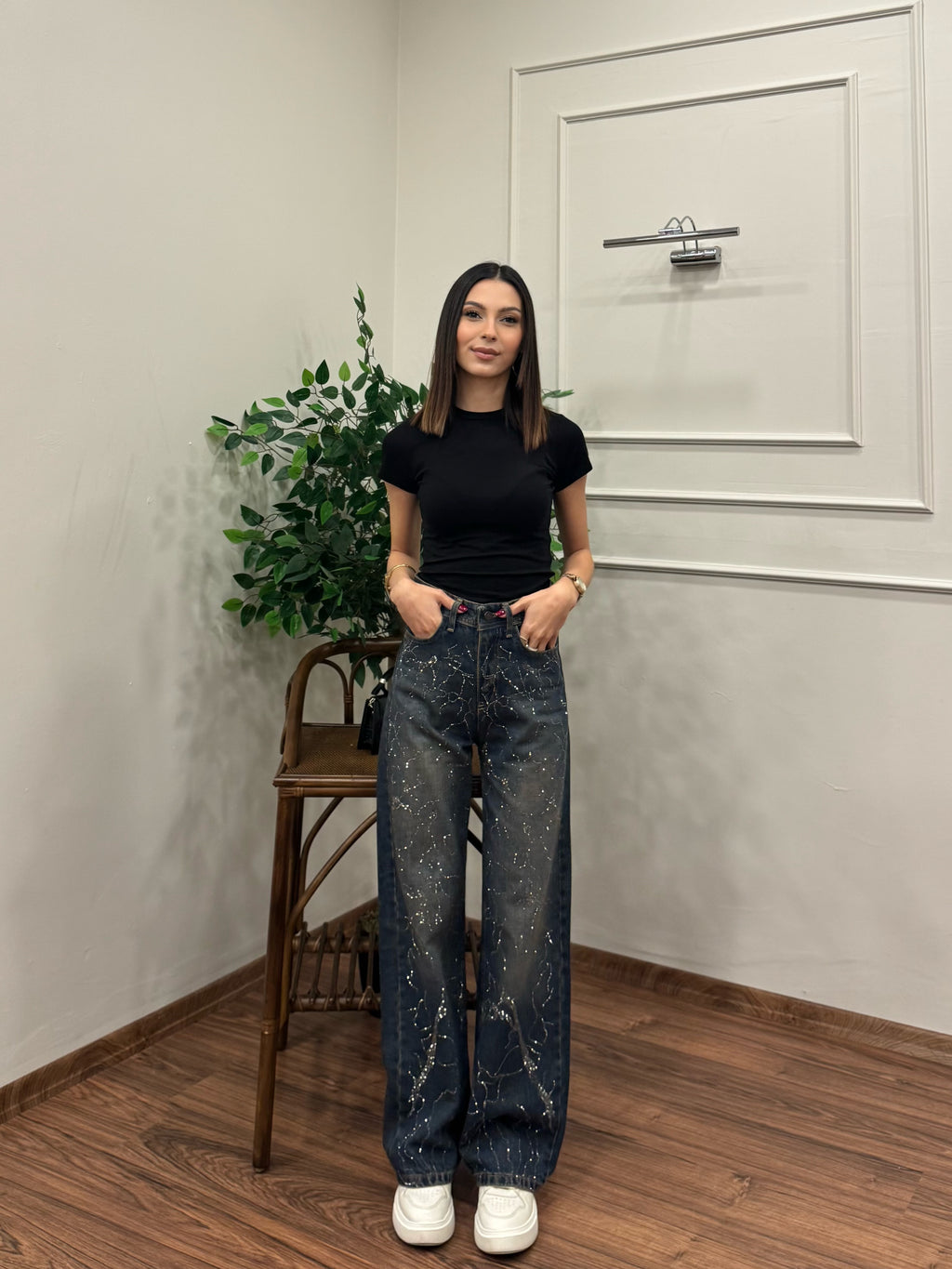 Premium Özel Baskı Taşlı Jean