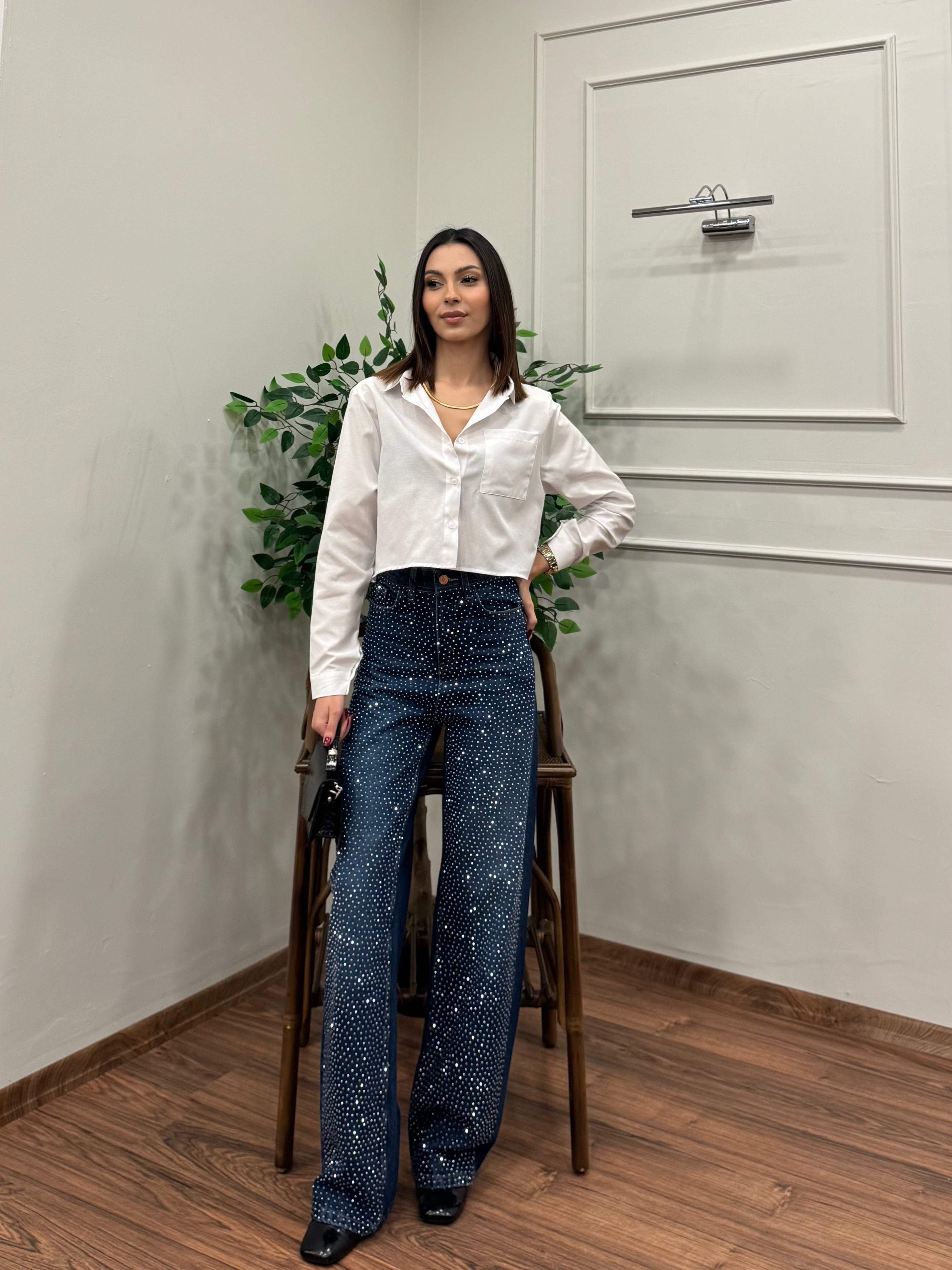 Premium Sıkı Taşlı Lacivert Jean