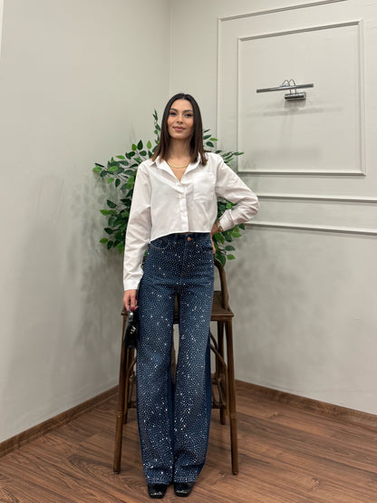 Premium Sıkı Taşlı Lacivert Jean