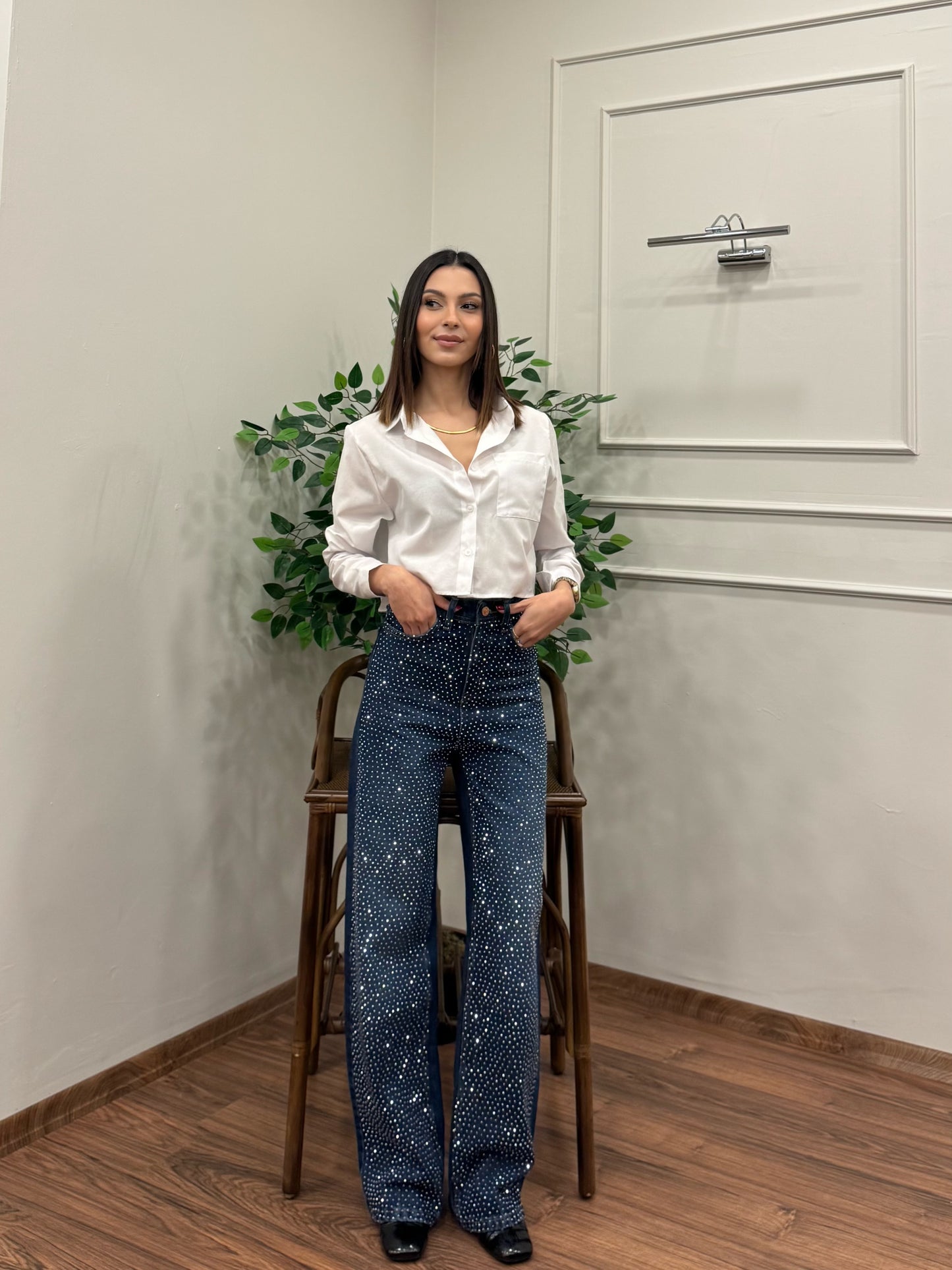 Premium Sıkı Taşlı Lacivert Jean