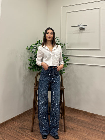 Premium Sıkı Taşlı Lacivert Jean
