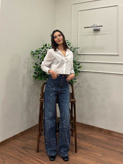 Premium Sıkı Taşlı Lacivert Jean