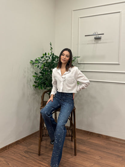 Premium Sıkı Taşlı Lacivert Jean