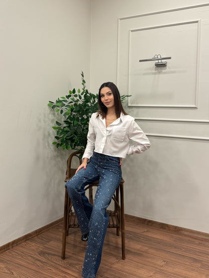Premium Sıkı Taşlı Lacivert Jean