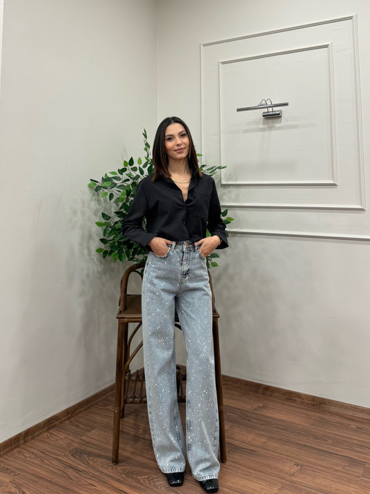 Premium Sıkı Taşlı Kar Yıkma Jean