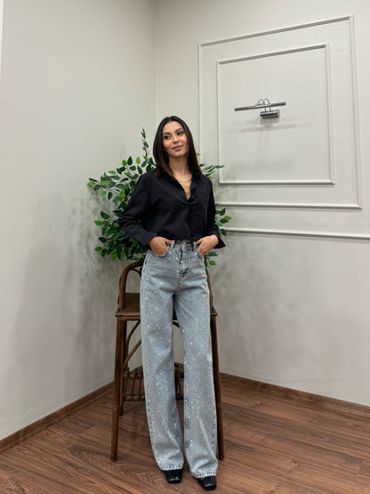 Premium Sıkı Taşlı Kar Yıkma Jean