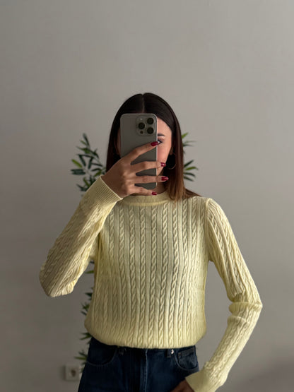Örgü Detay Sarı Bluz