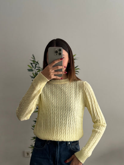 Örgü Detay Sarı Bluz