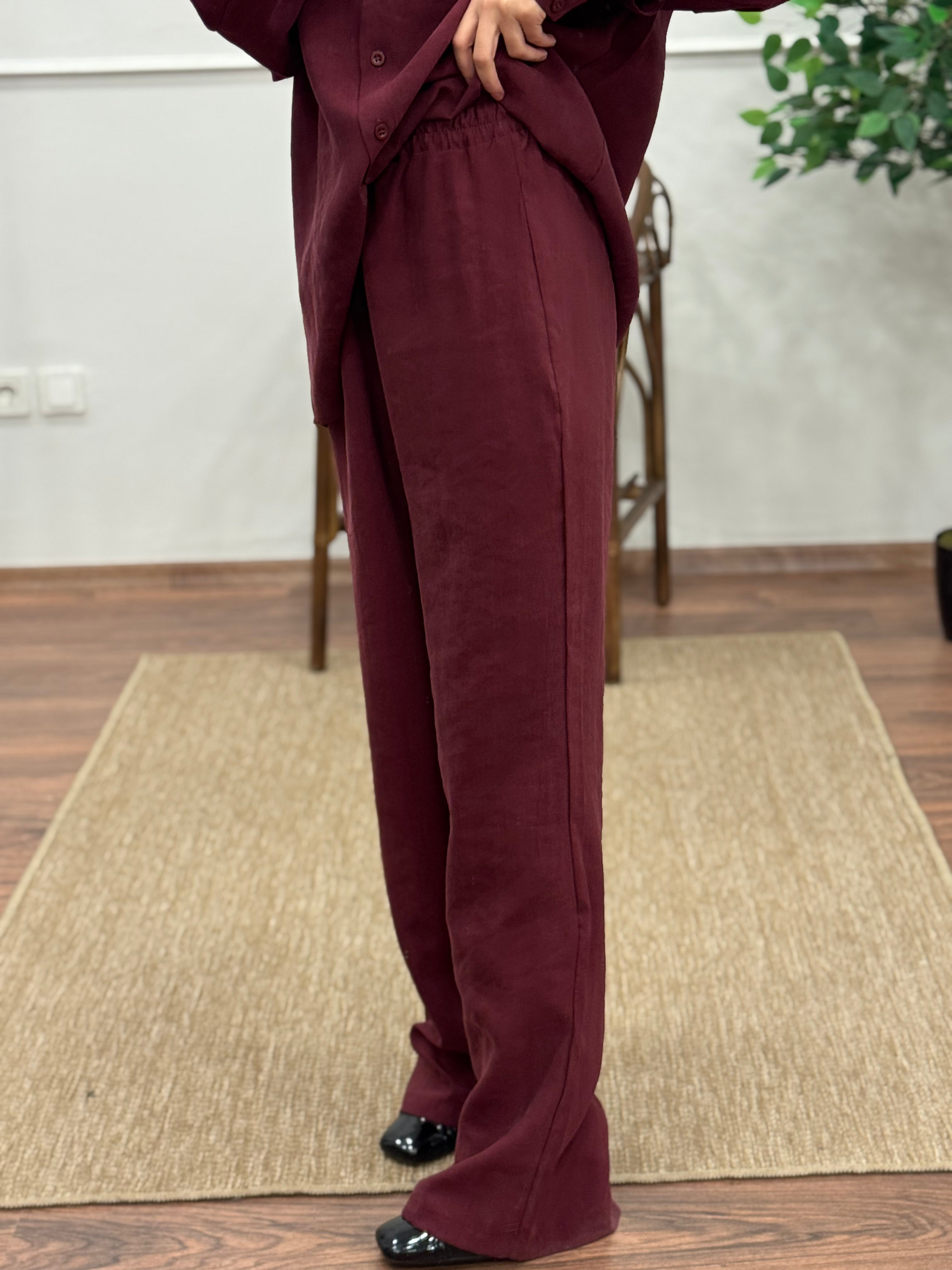 Bordo  Premium Tensel Kumaş Takım