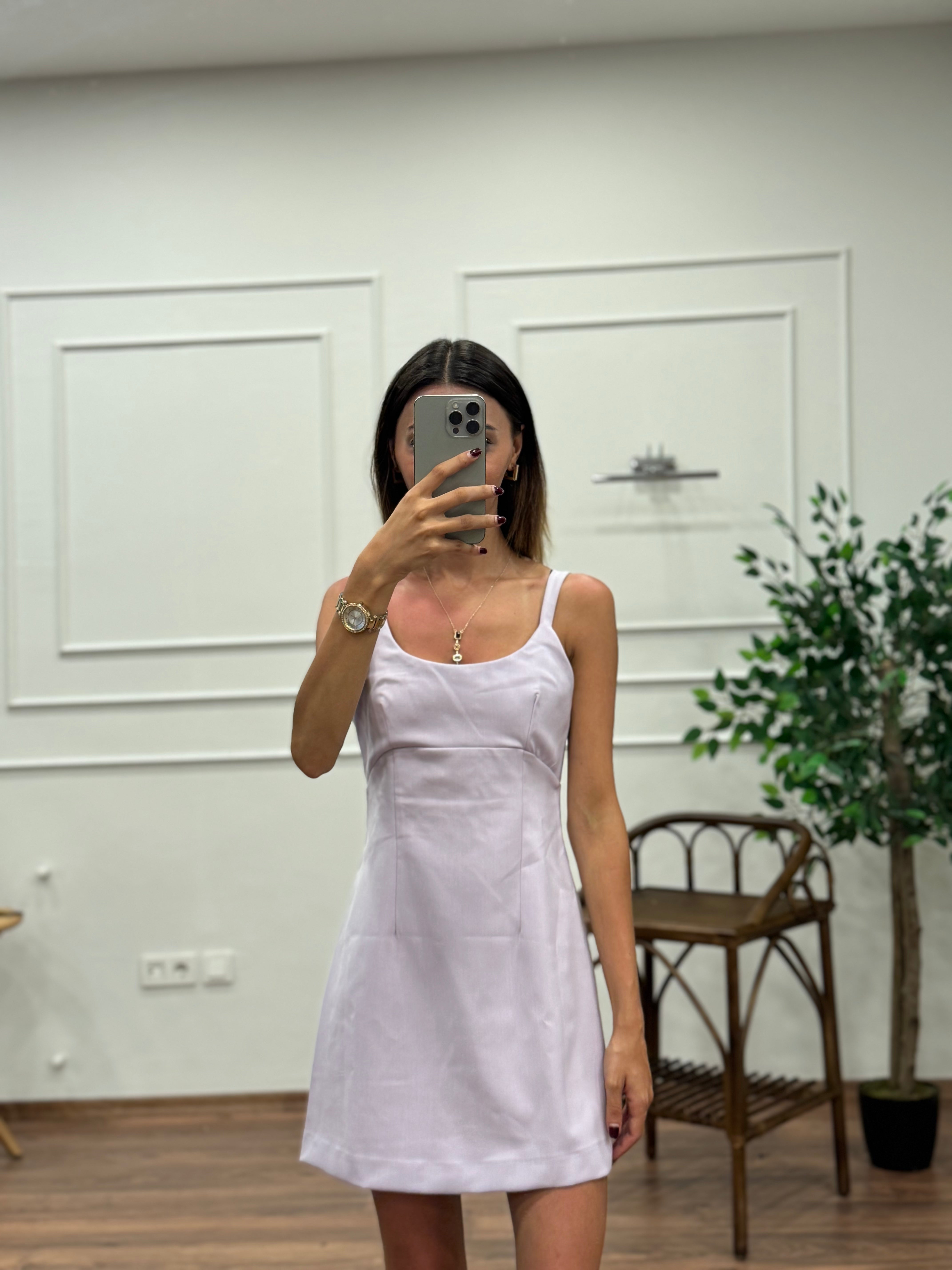 Zra Mini Sırt Taş Detay Elbise