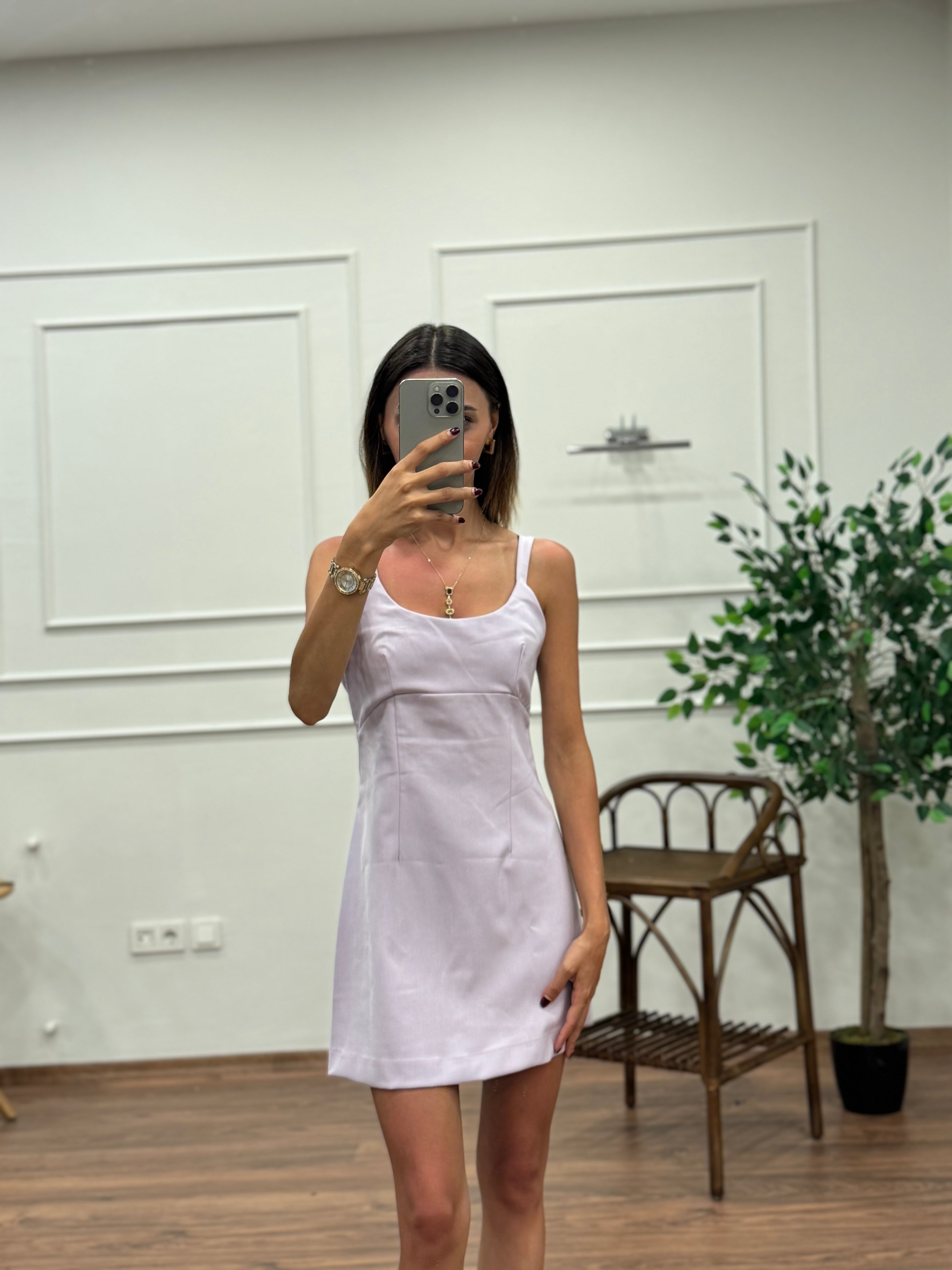 Zra Mini Sırt Taş Detay Elbise