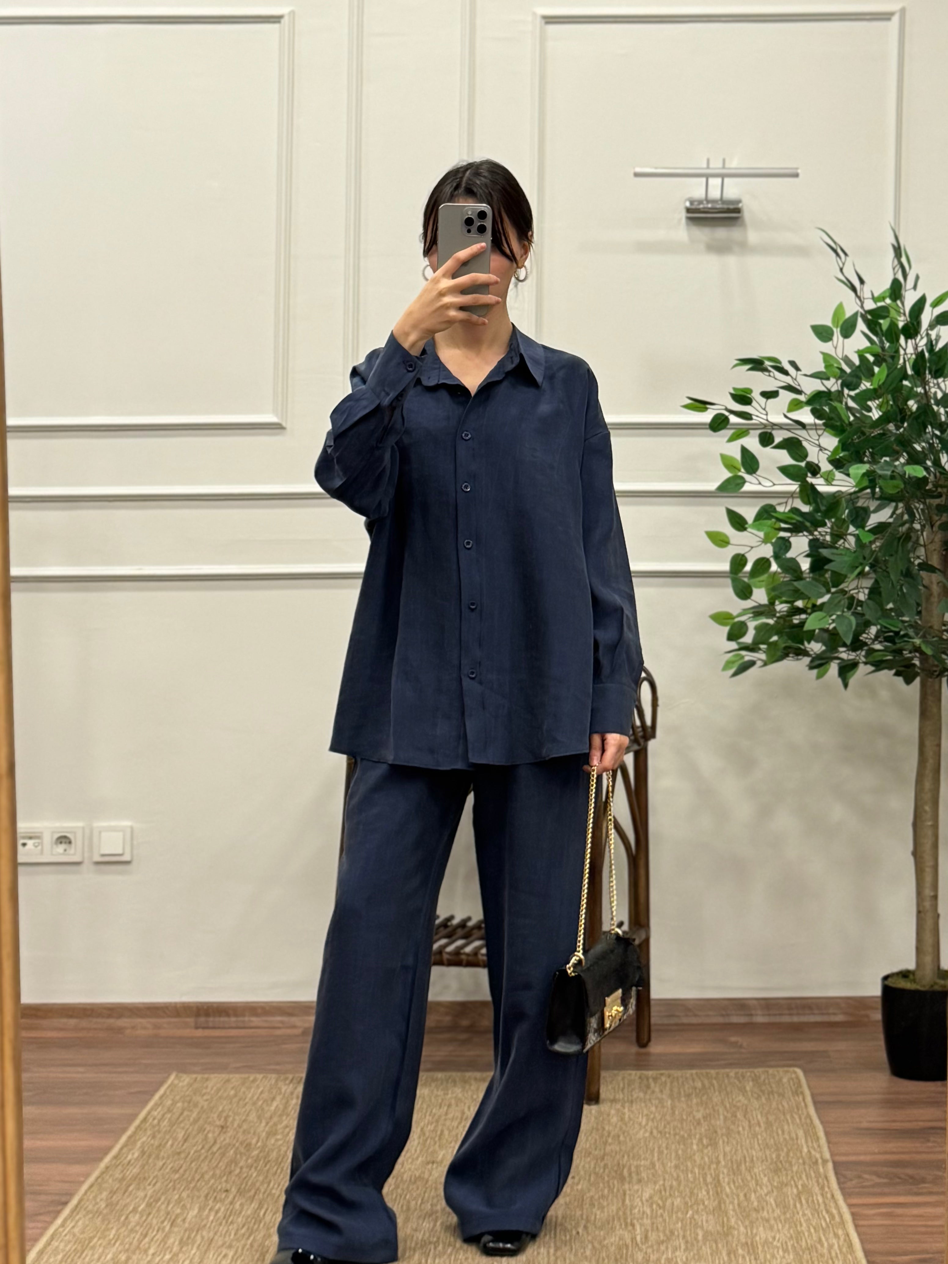 Lacivert Premium Tensel Kumaş Takım