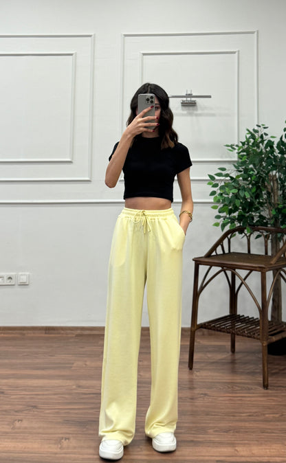Mery Modal Kumaş Limon Sarı Pantolon