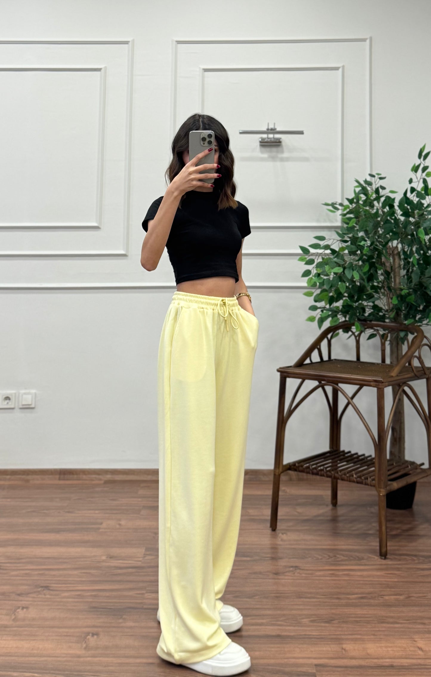 Mery Modal Kumaş Limon Sarı Pantolon