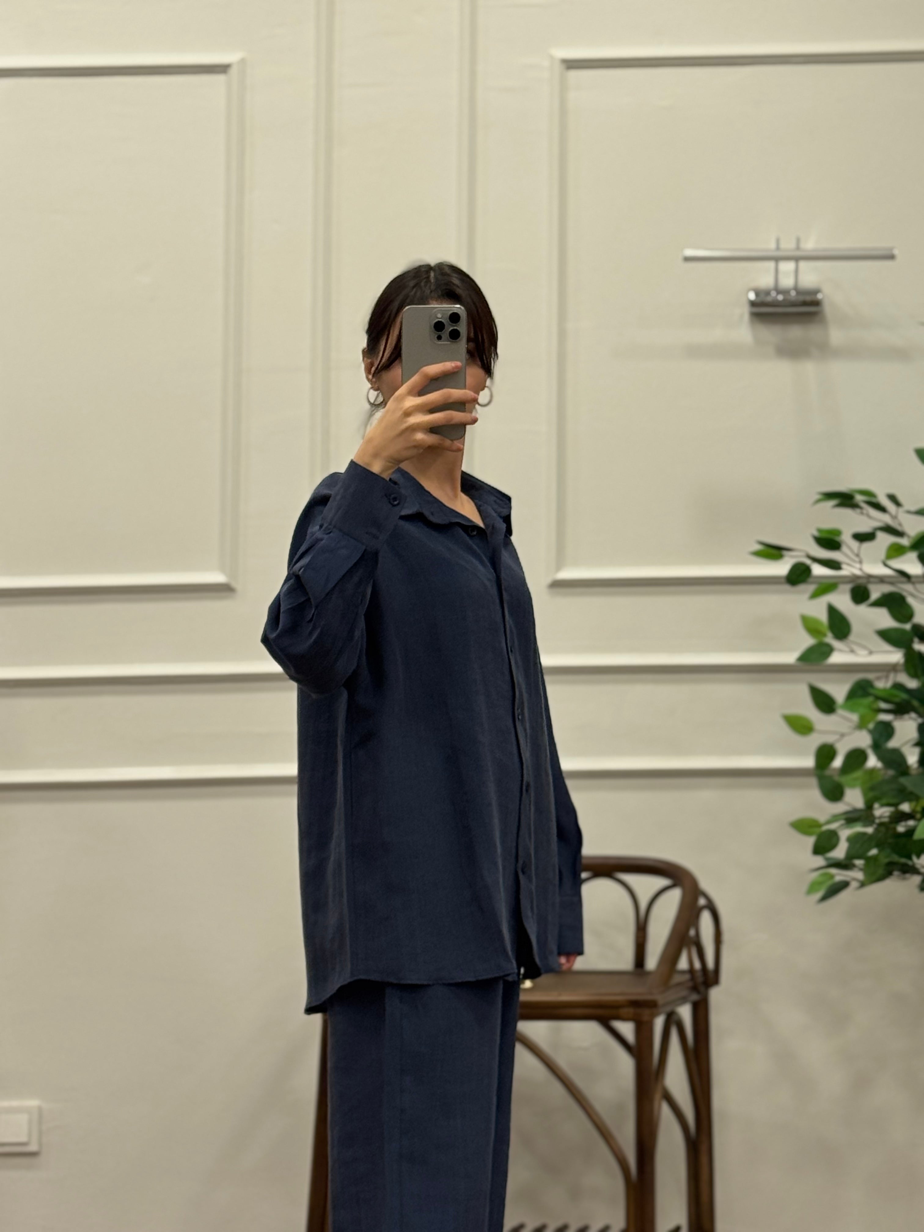 Lacivert Premium Tensel Kumaş Takım