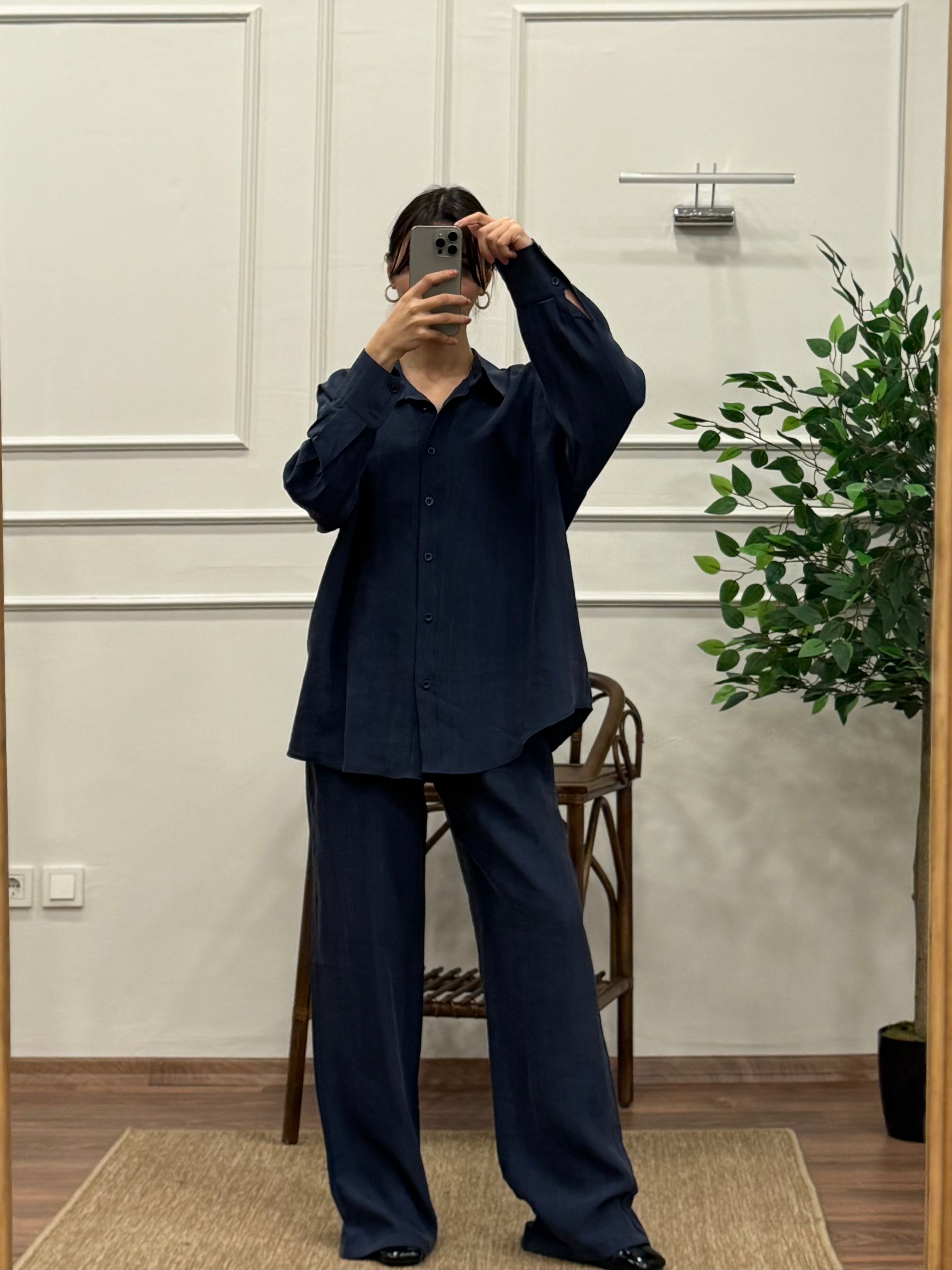 Lacivert Premium Tensel Kumaş Takım