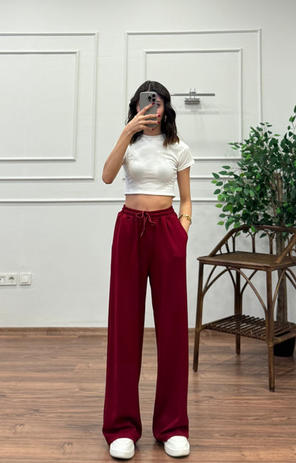Mery Modal Kumaş Bordo Pantolon
