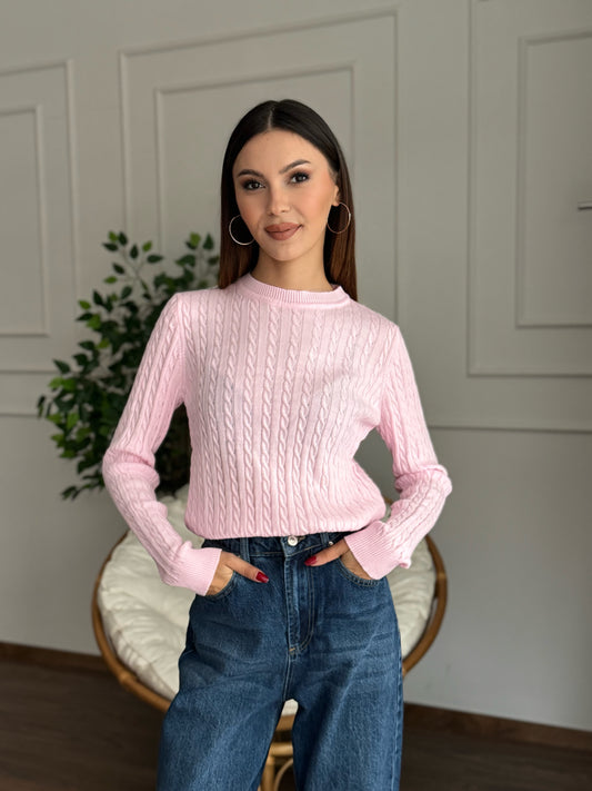 Örgü Detay Şeker Pembesi Bluz