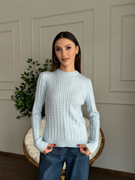 Örgü Detay Bebe Mavi Bluz