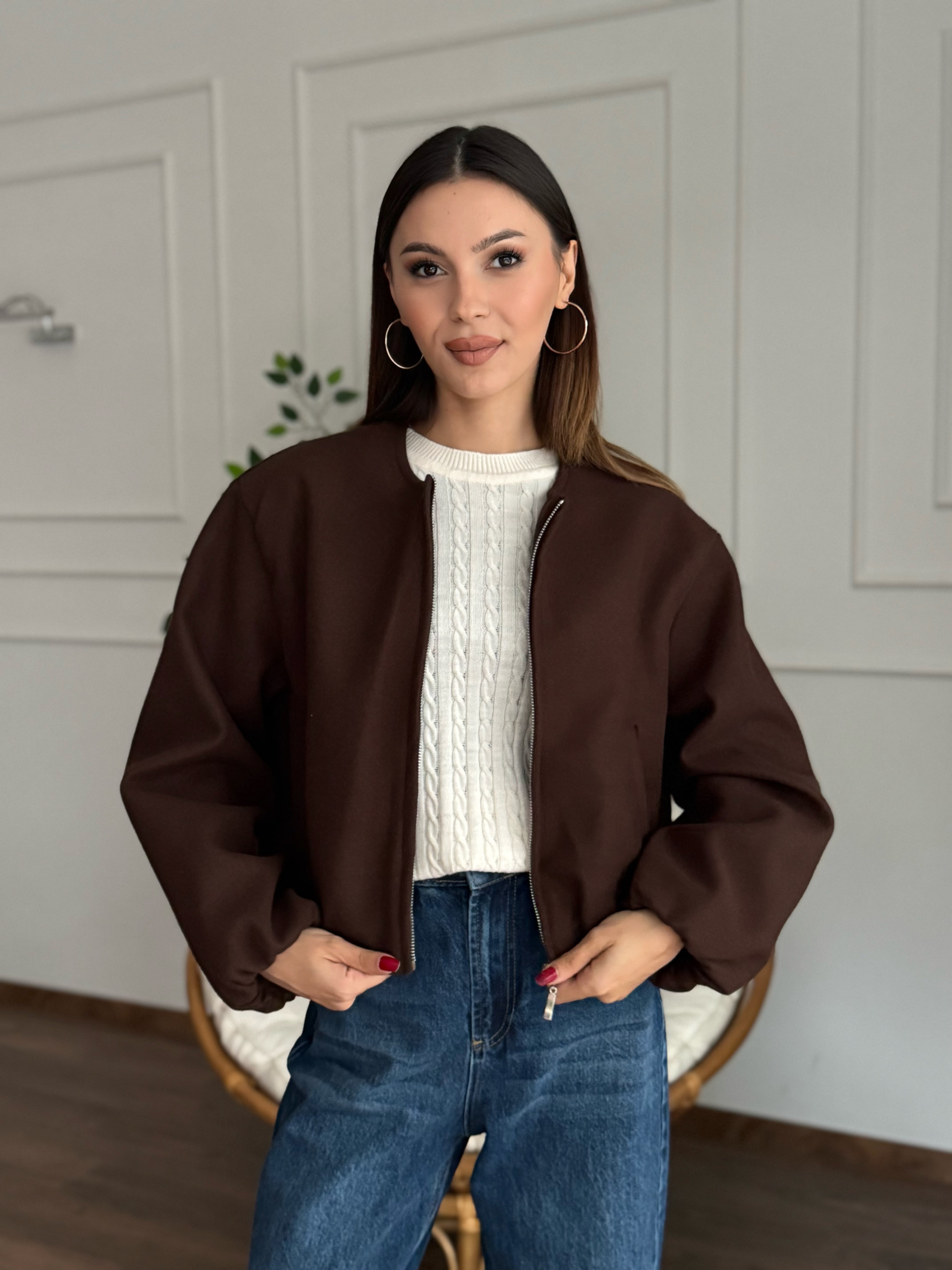 Hailey Kahve Bomber Ceket