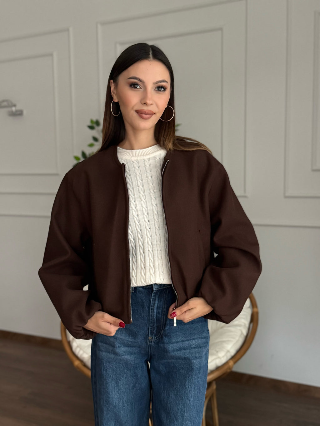 Hailey Kahve Bomber Ceket