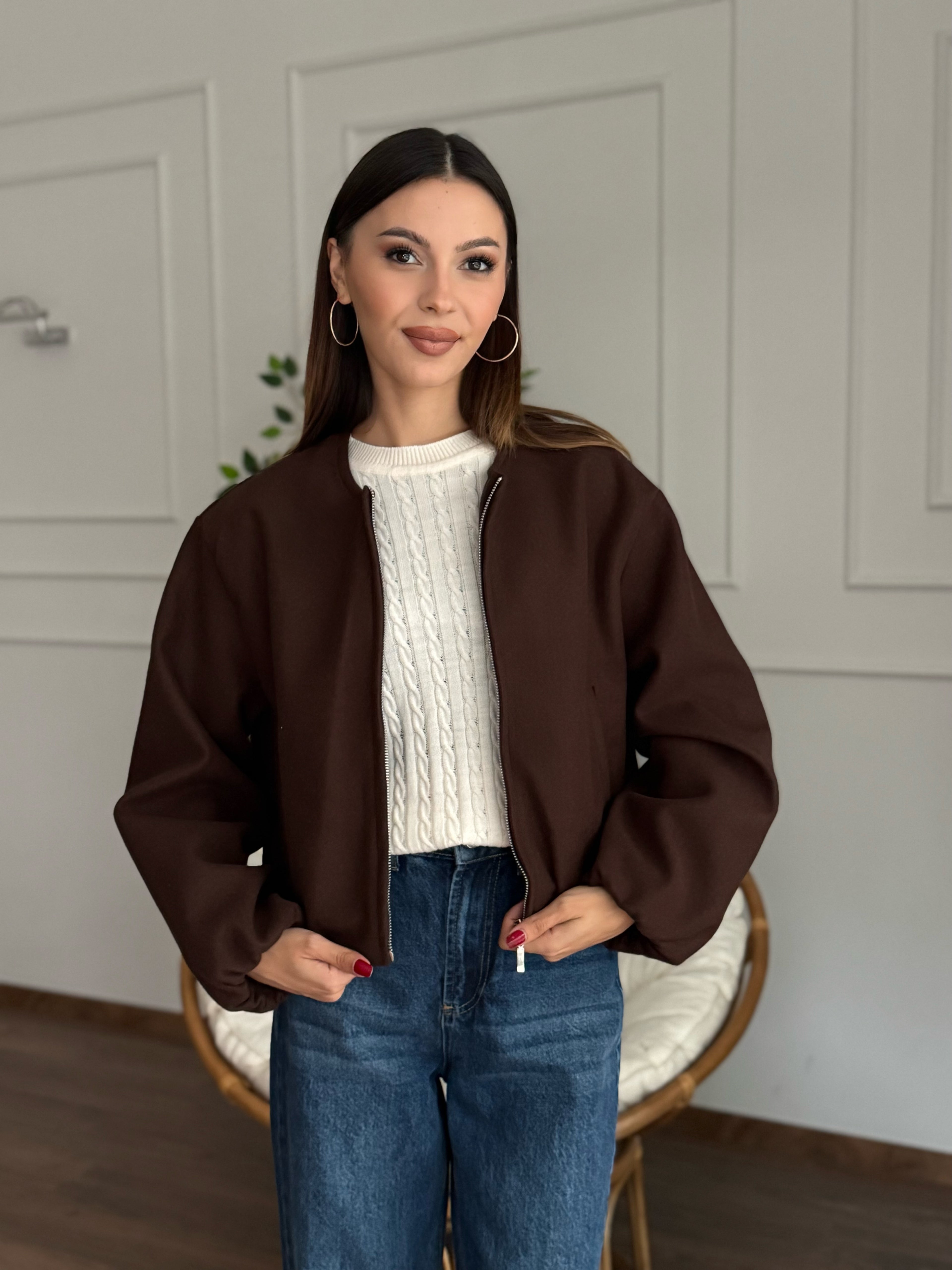 Hailey Kahve Bomber Ceket