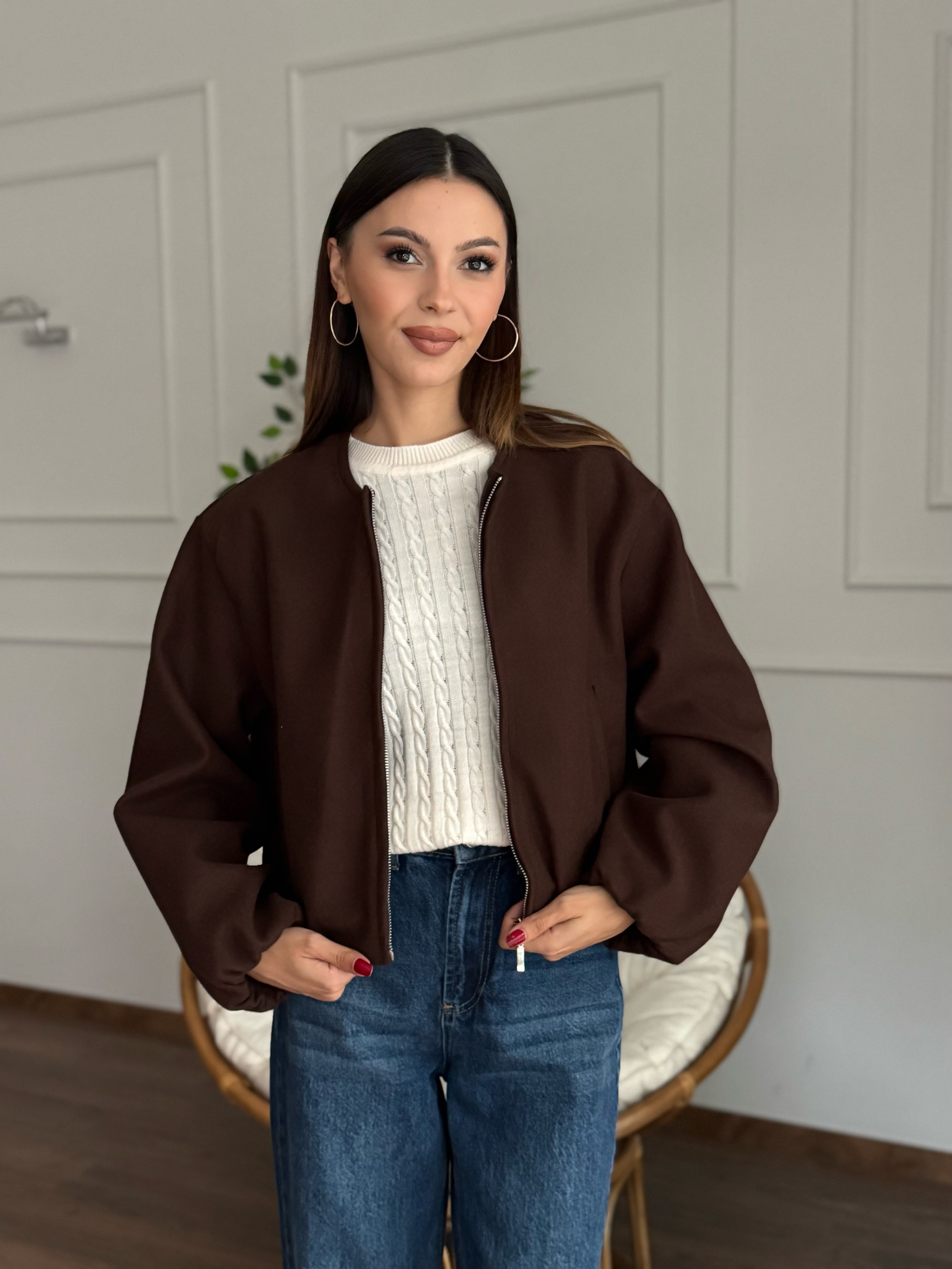 Hailey Kahve Bomber Ceket