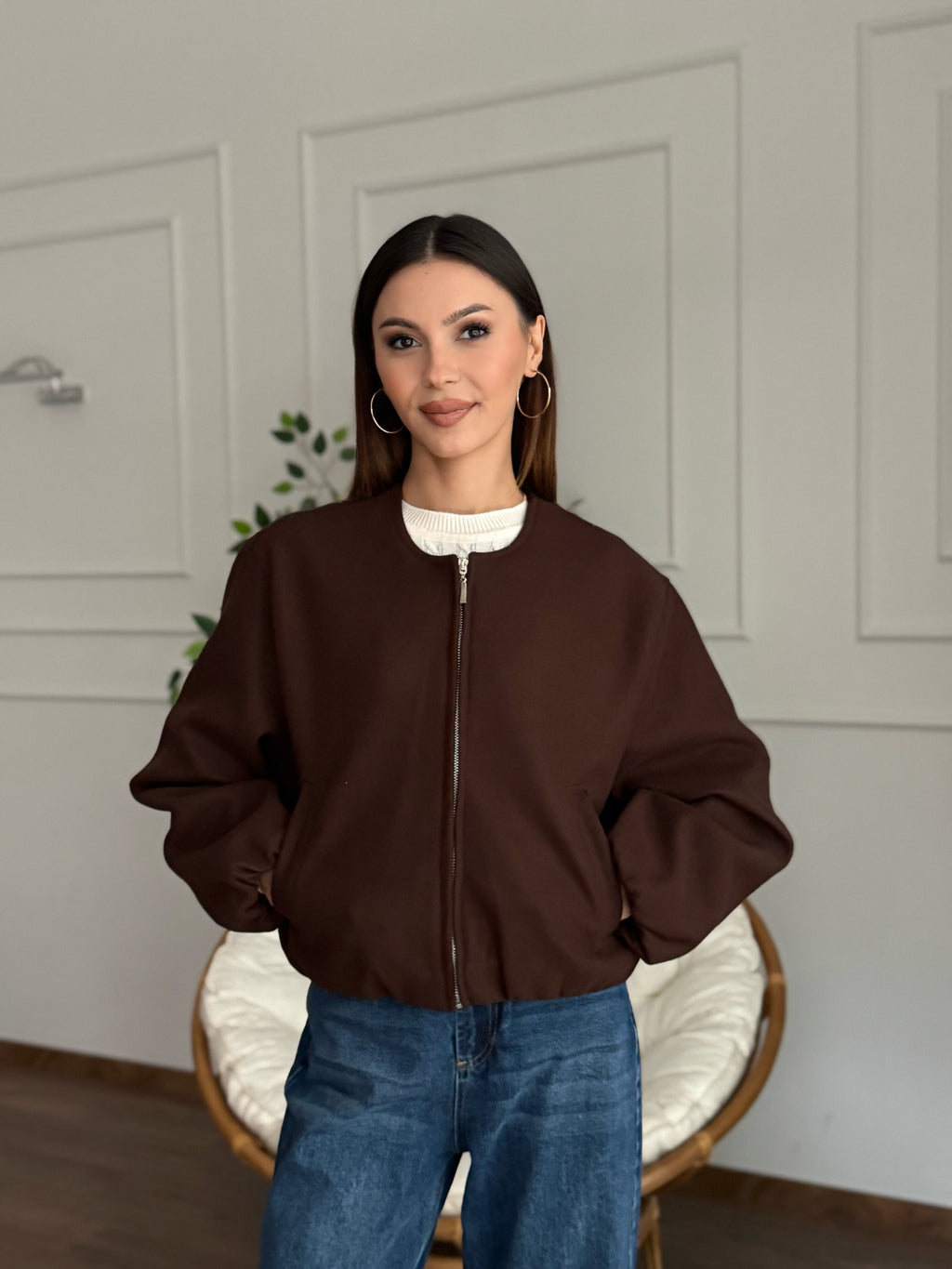 Hailey Kahve Bomber Ceket