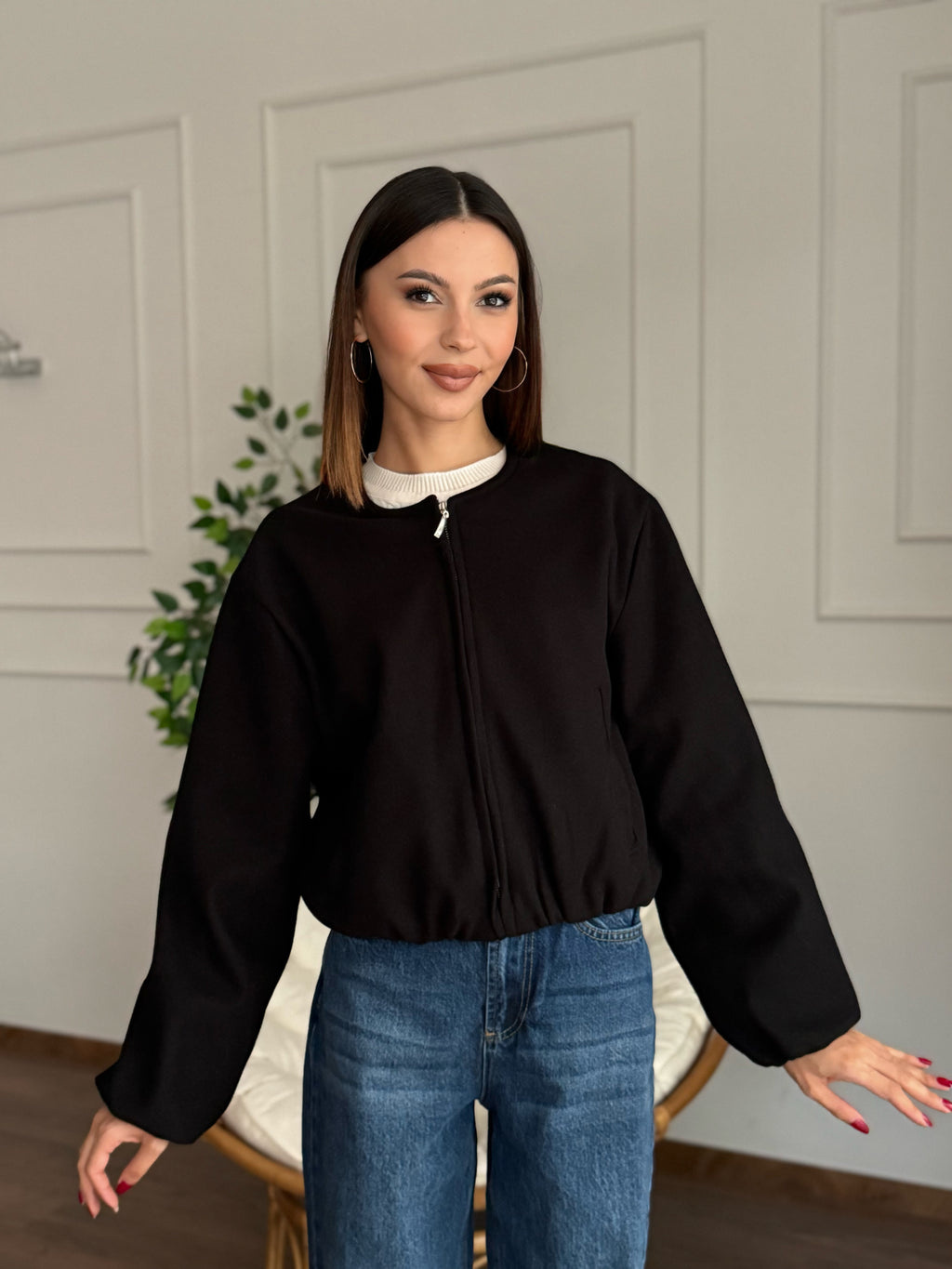 Hailey Siyah Bomber Ceket