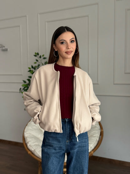 Hailey Bej Bomber Ceket