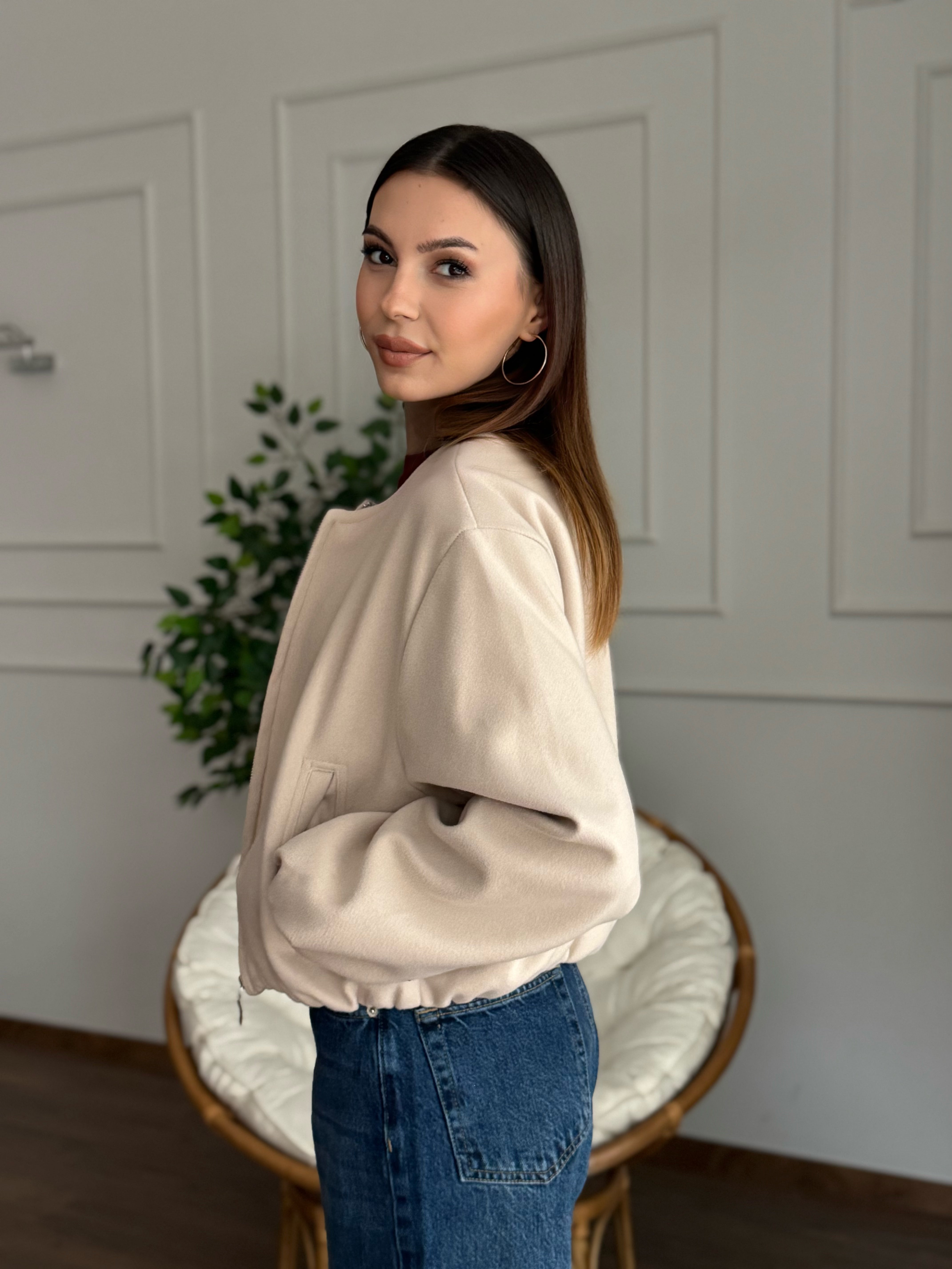 Hailey Bej Bomber Ceket