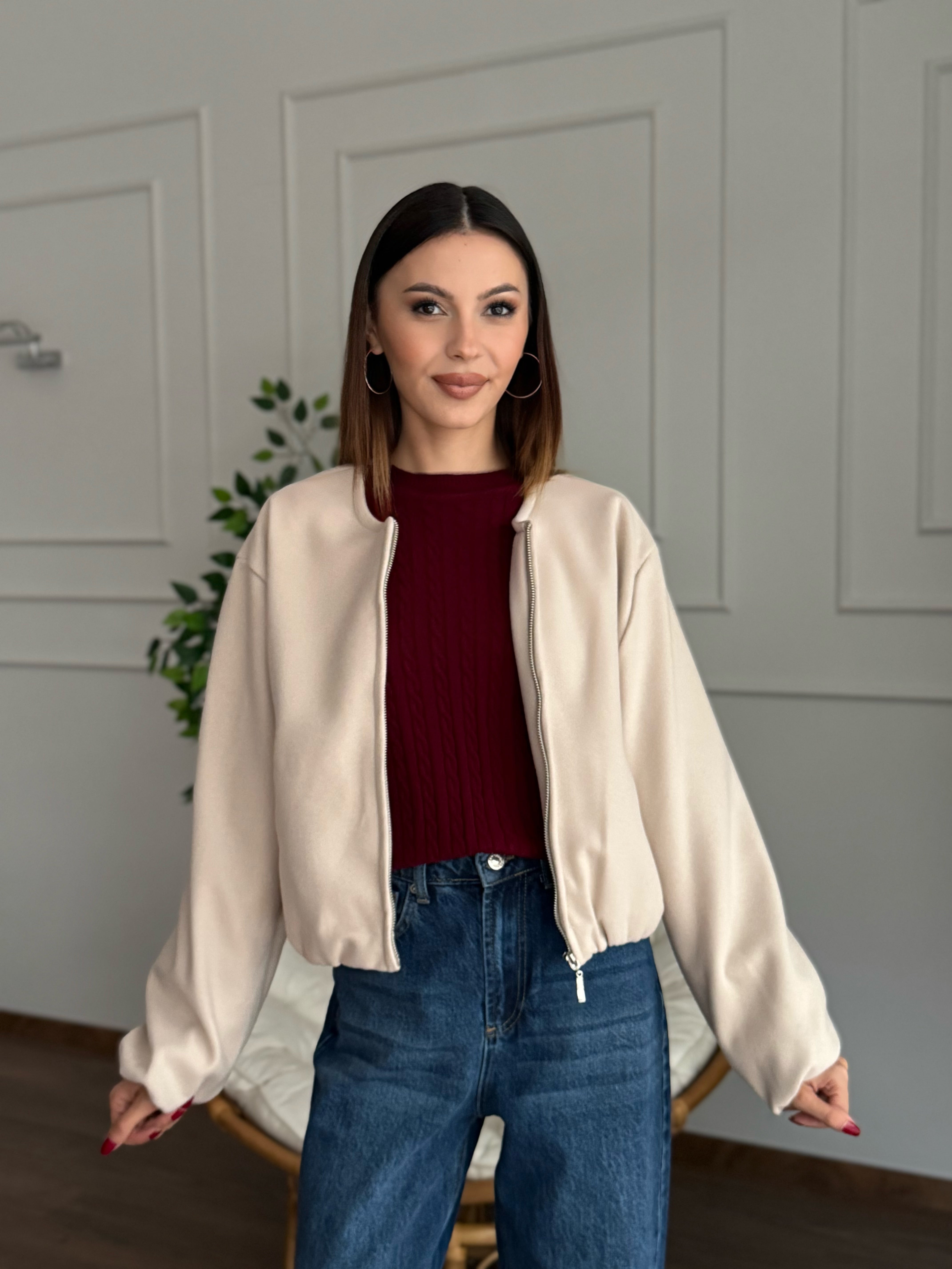 Hailey Bej Bomber Ceket