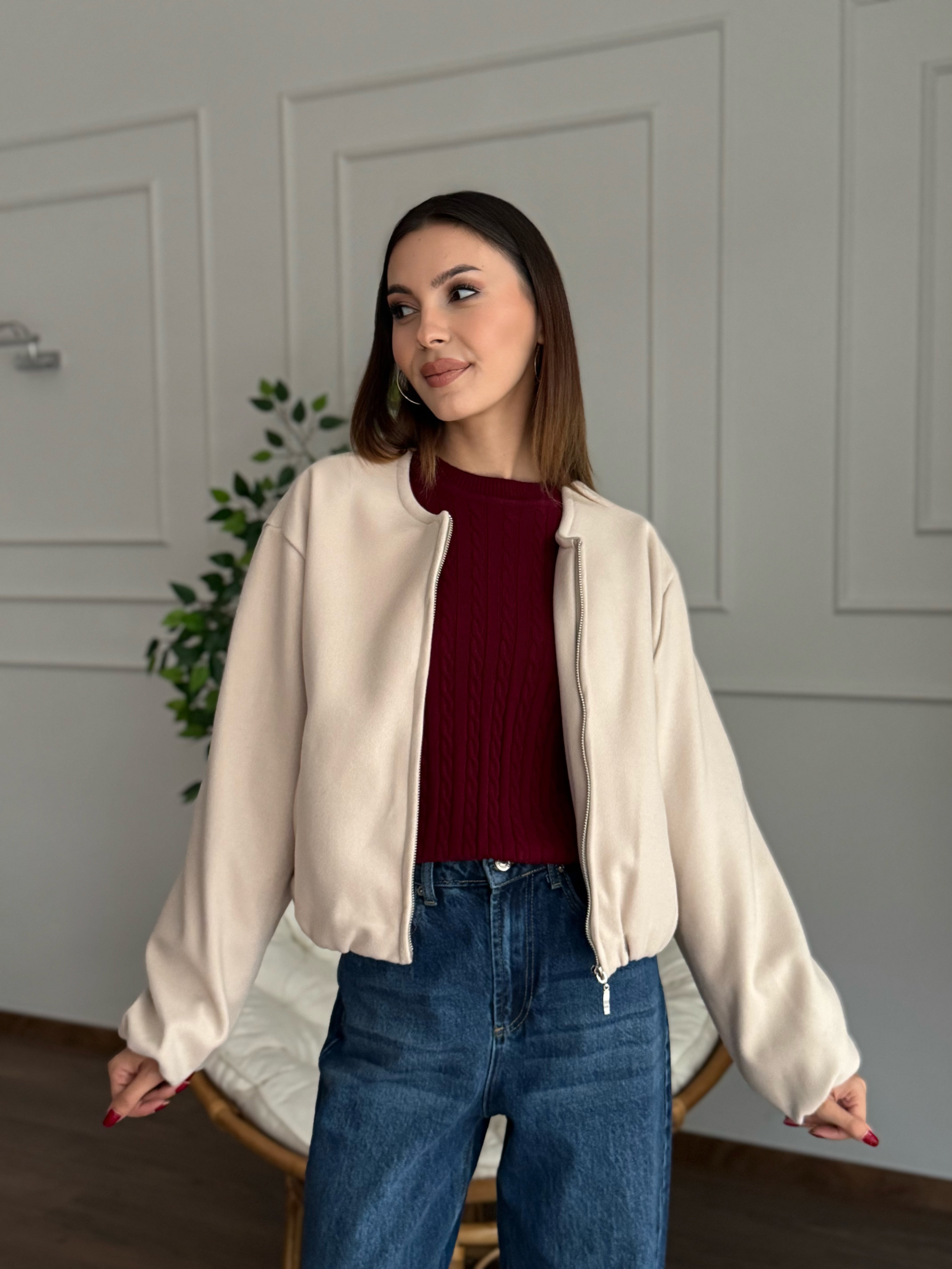 Hailey Bej Bomber Ceket